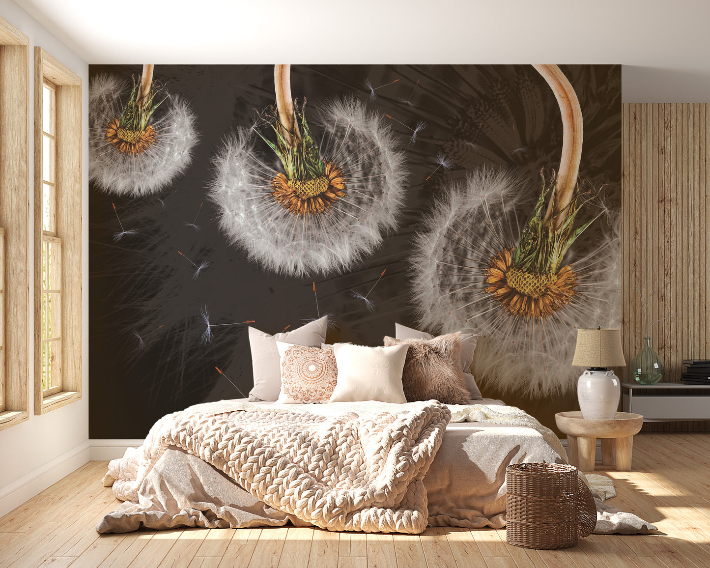 Hanging Dandelion Flower Wallpaper Mural