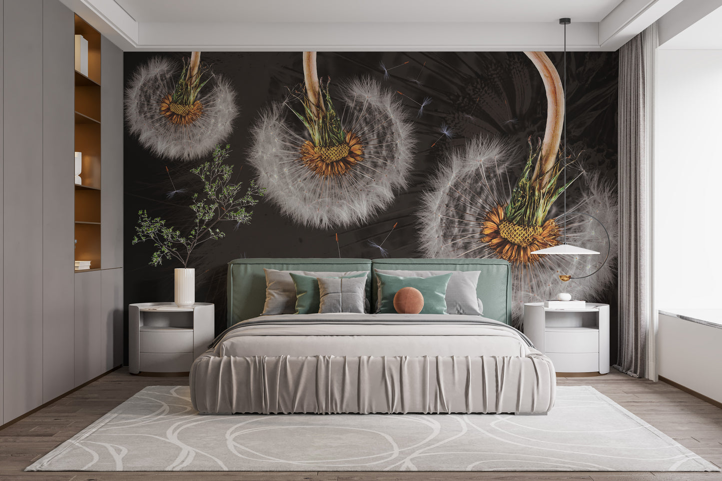 Hanging Dandelion Flower Wallpaper Mural