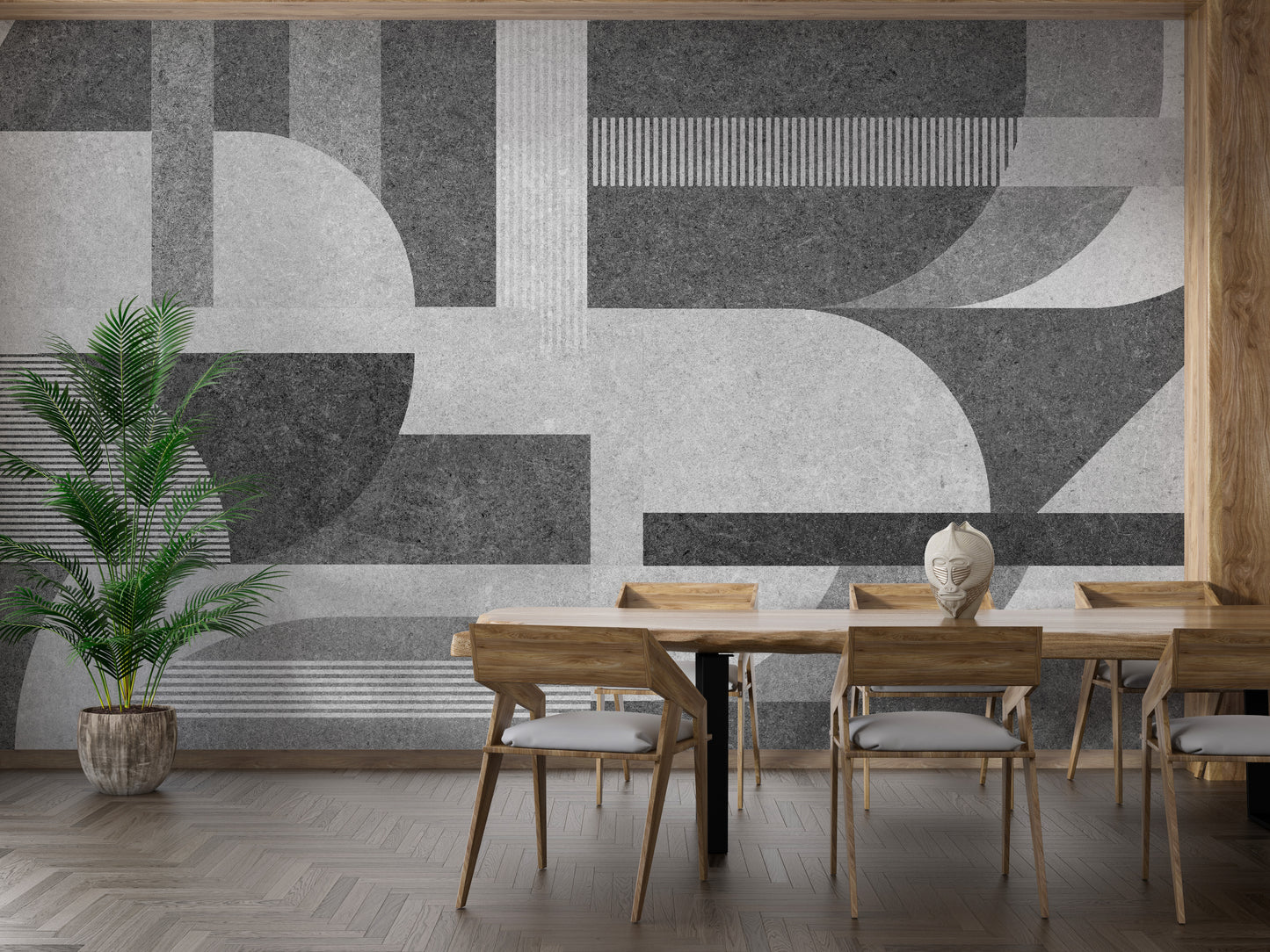 Geometric Gray Grunge peel and stick wallpaper