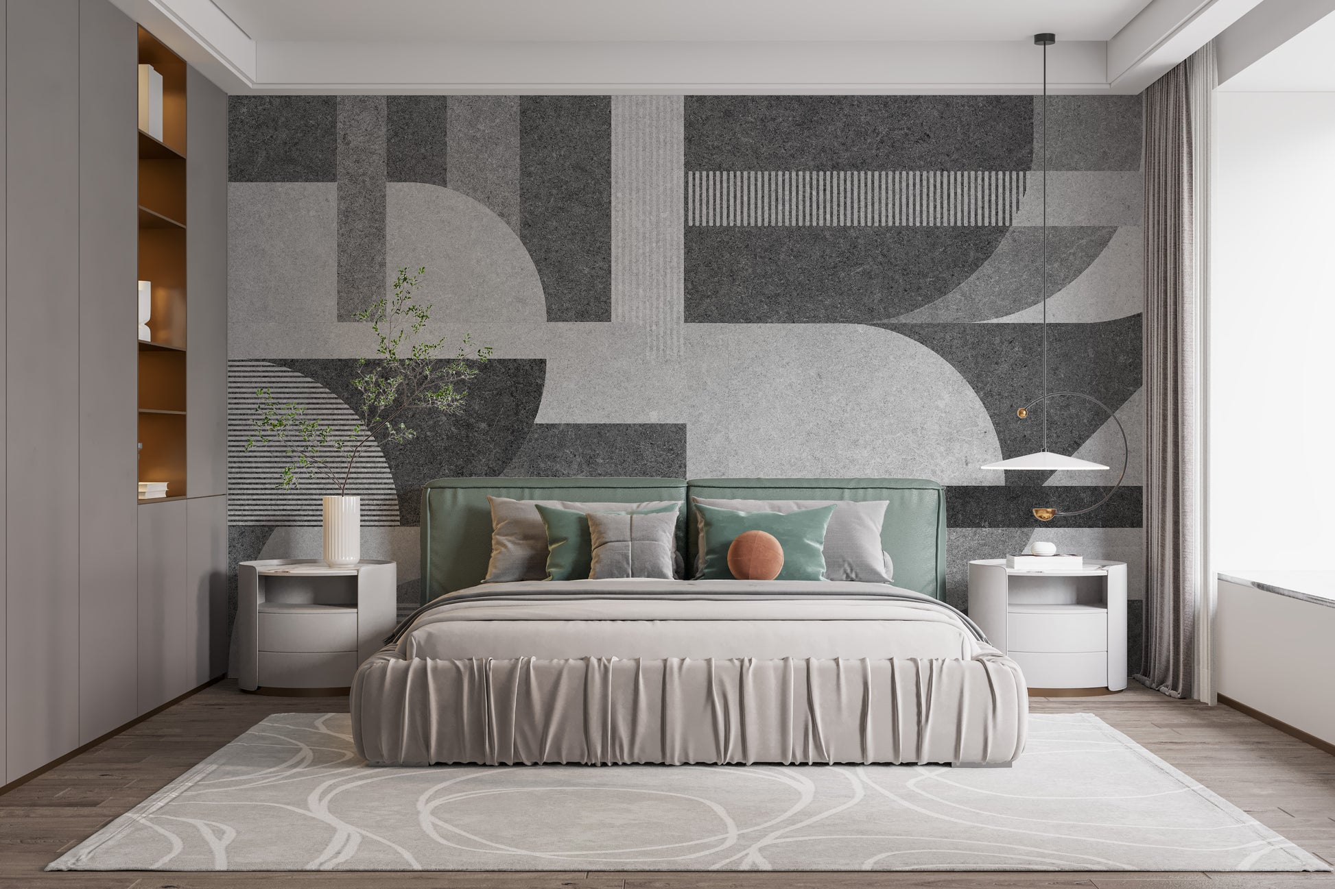 Geometric Gray Grunge mural wallpaper