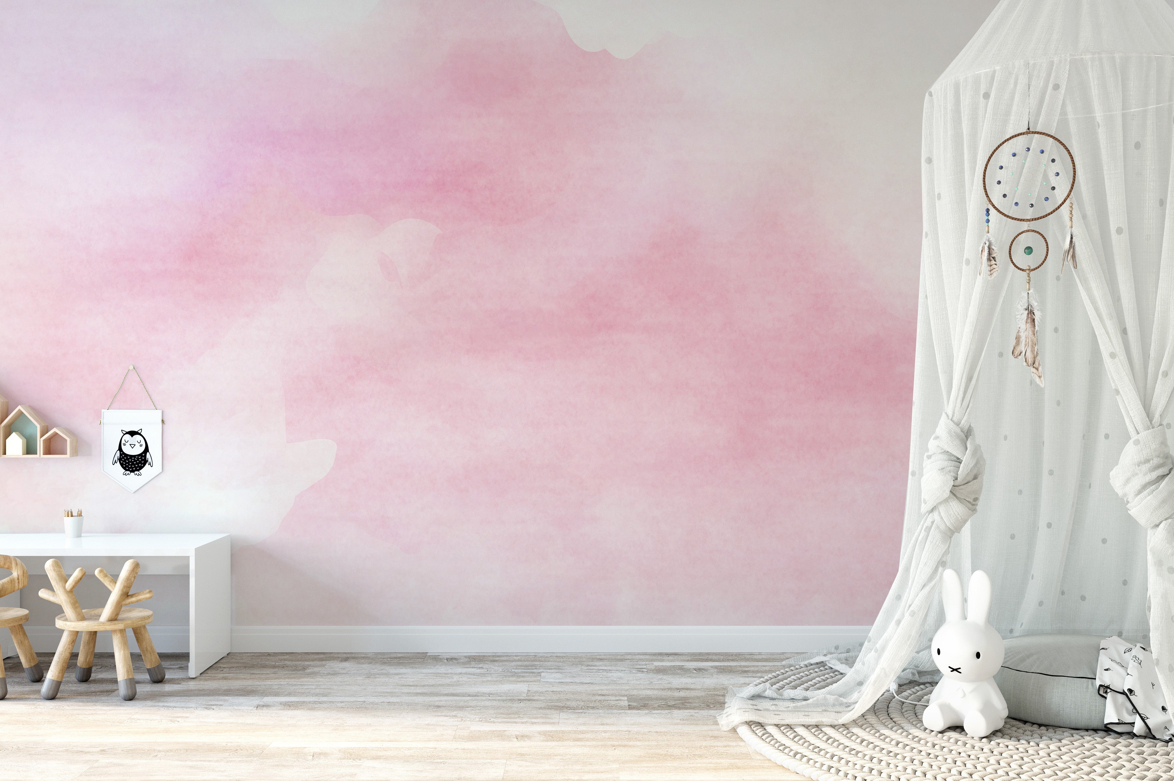 Pink Watercolor peel and stick wallpaper