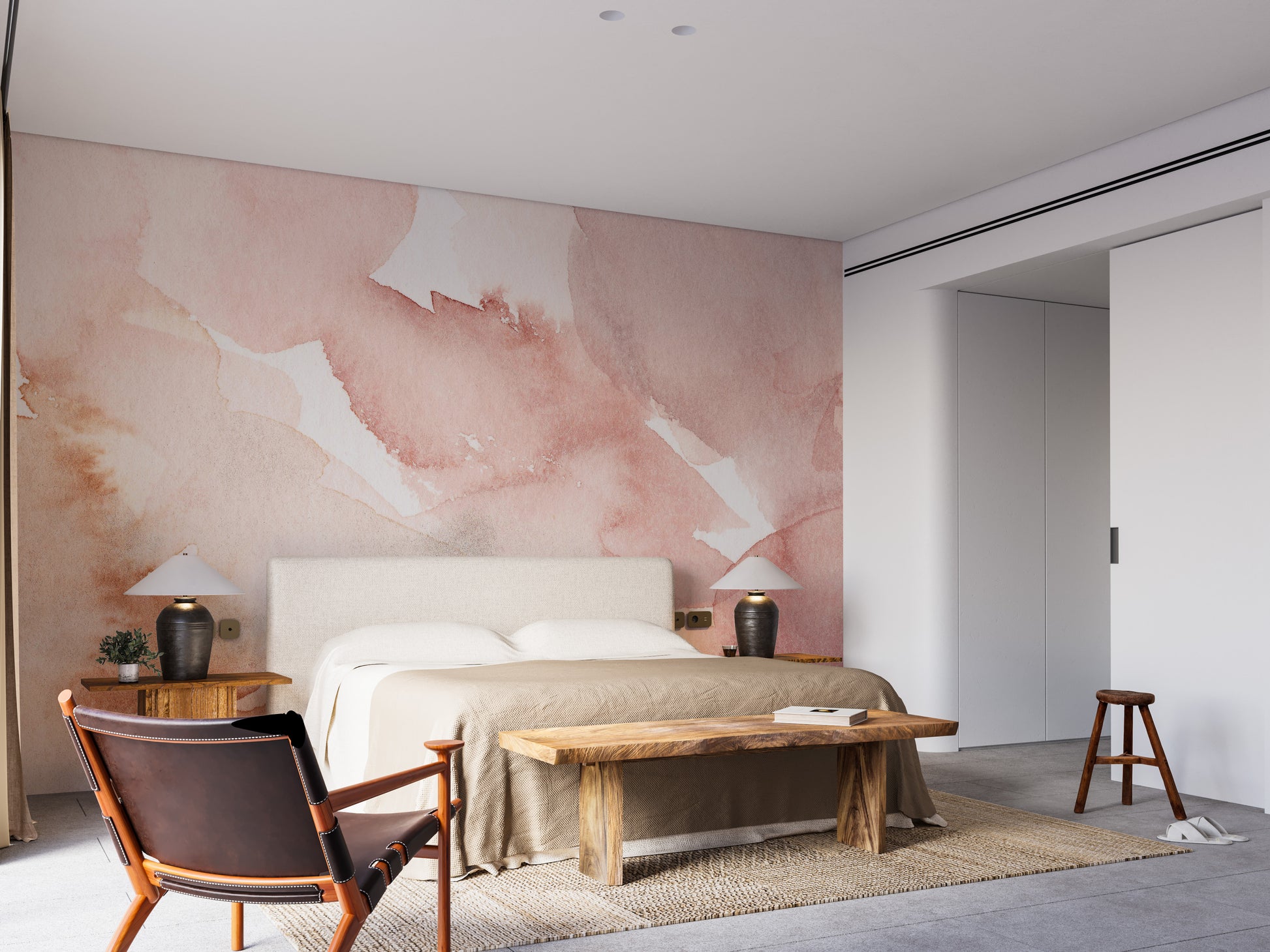 Abstract soft pink watercolor wallpaper with a modern touch.