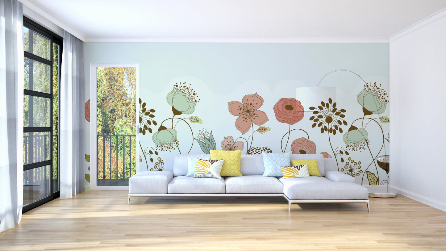 Abstract Flower Wallpaper Mural