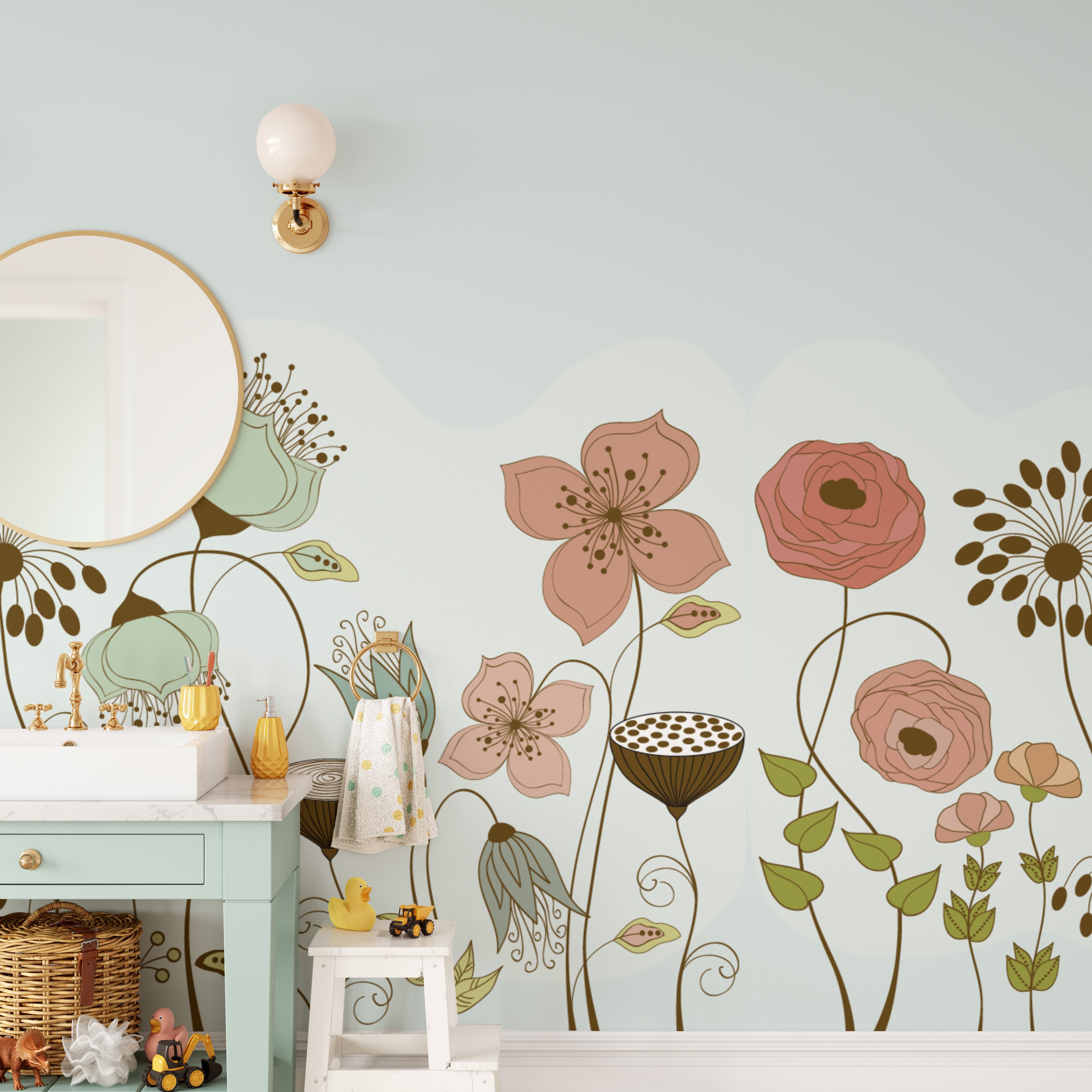 Vintage-style floral wallpaper for elegant decor.