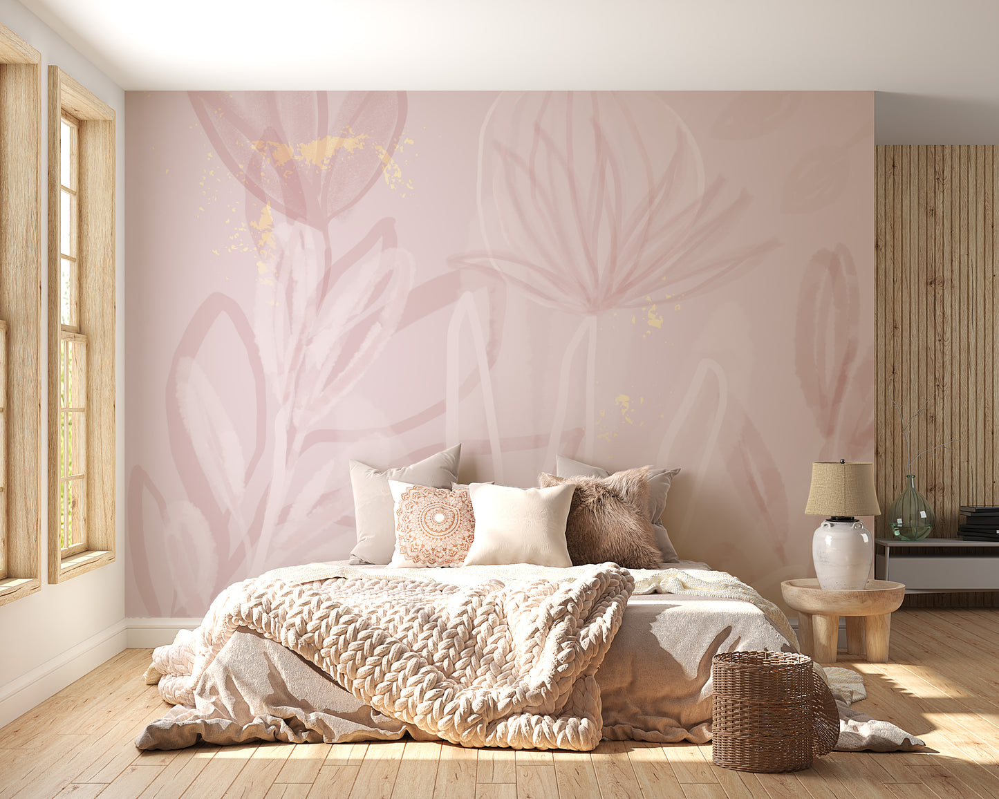 Pink Blush Flowers Wallpaper Mural