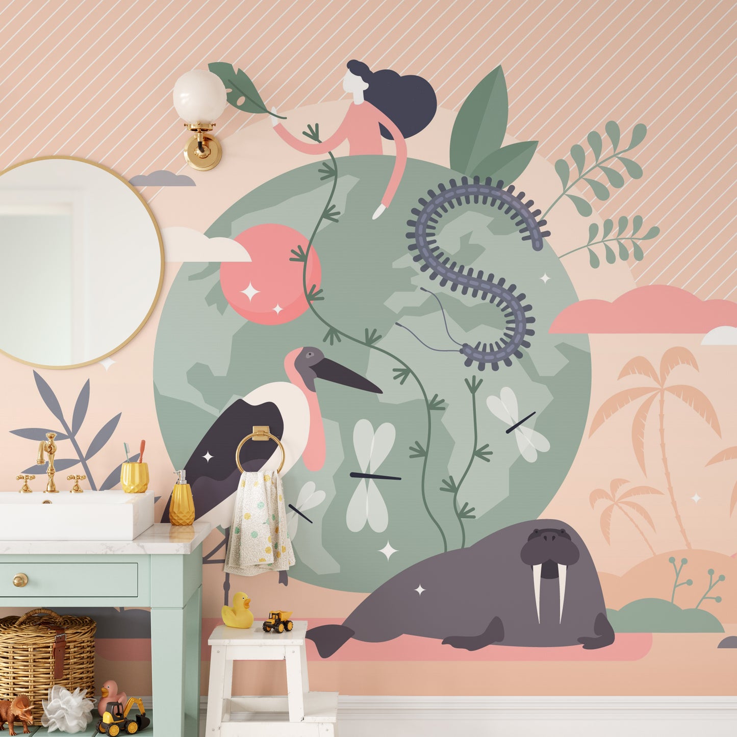 Wildlife Over Earth Wallpaper Mural