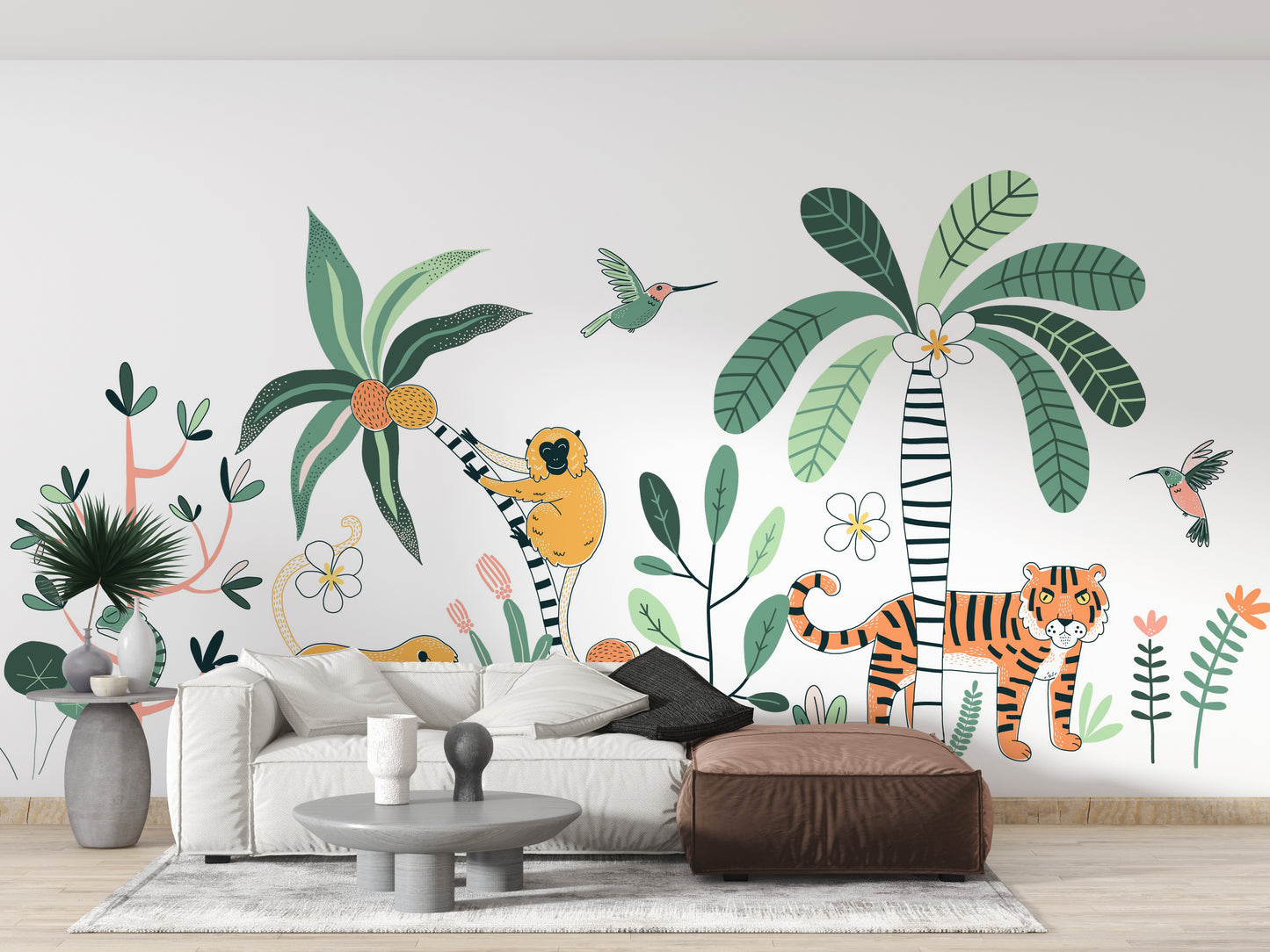 Rainforest Animal kids room Wallpaper