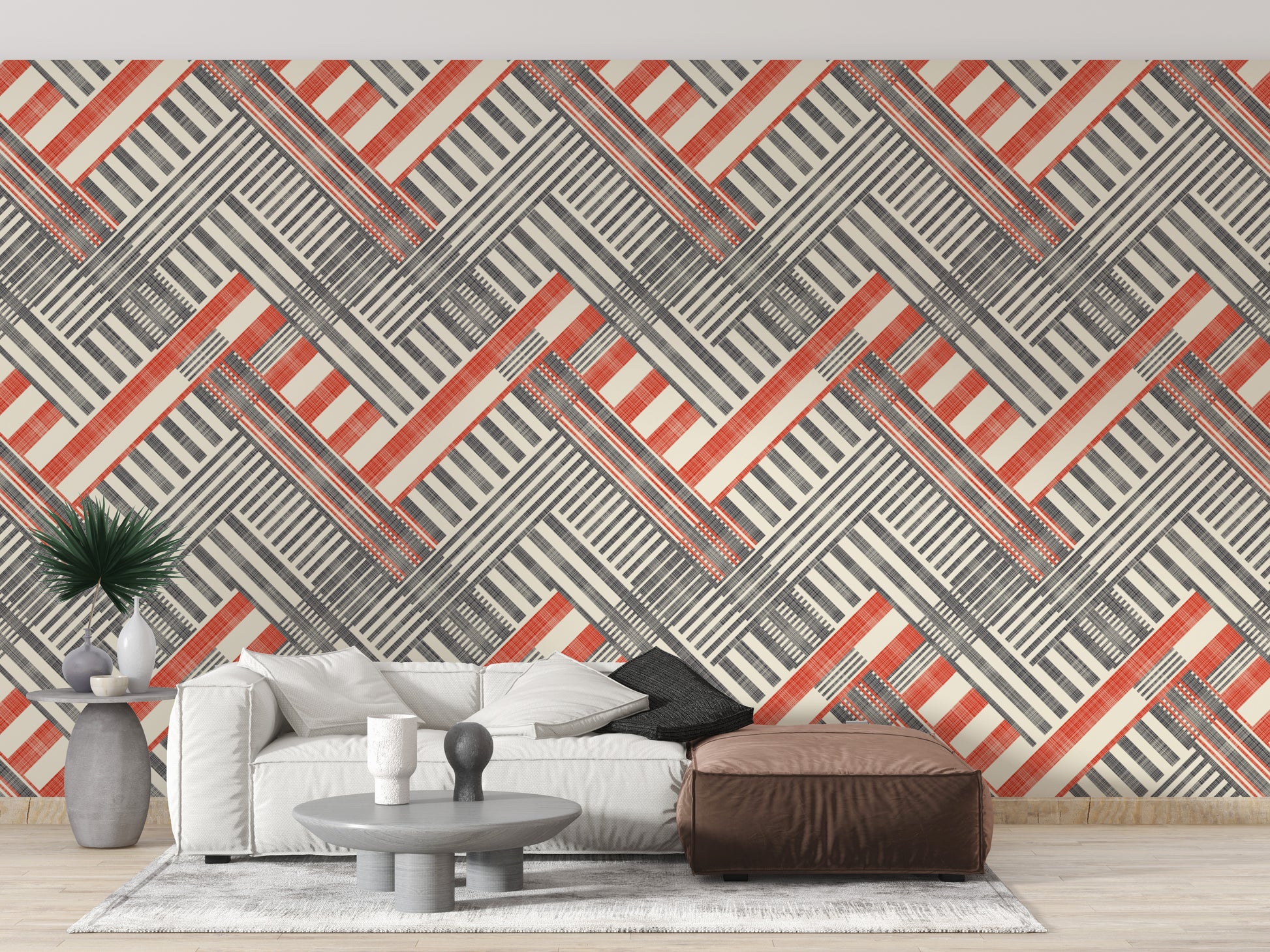 Stylish striped wallpaper with retro geometric patterns.