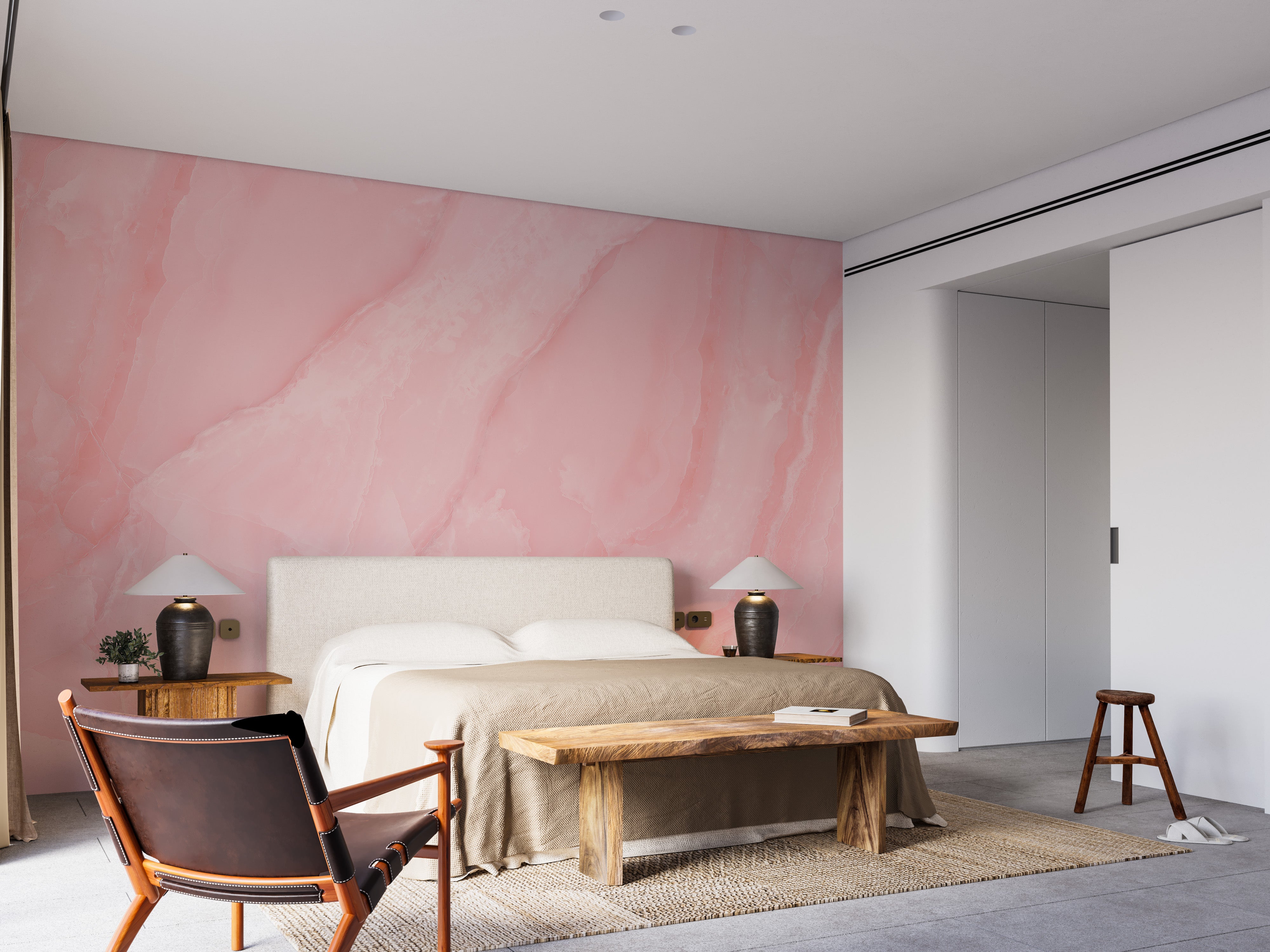 High-quality pink marble wallpaper with natural texture