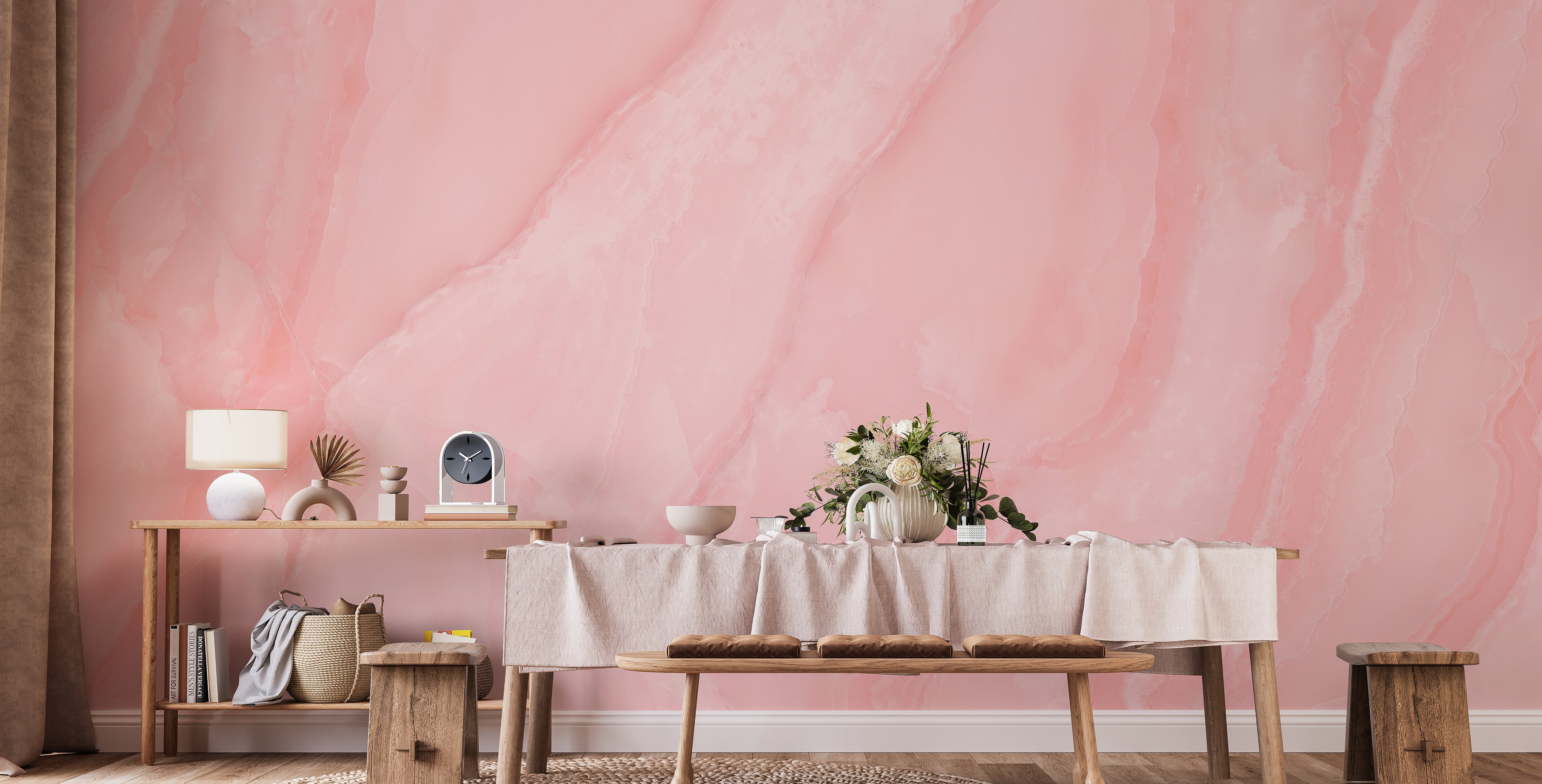 High-quality pink marble wallpaper with natural texture