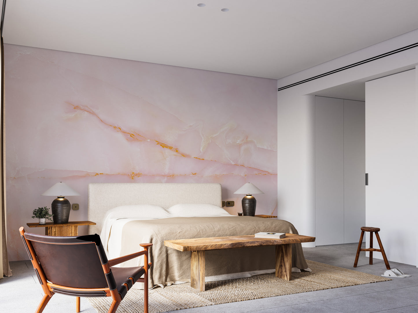 Natural Smooth Pink Onyx Marble Stone Wallpaper Murals