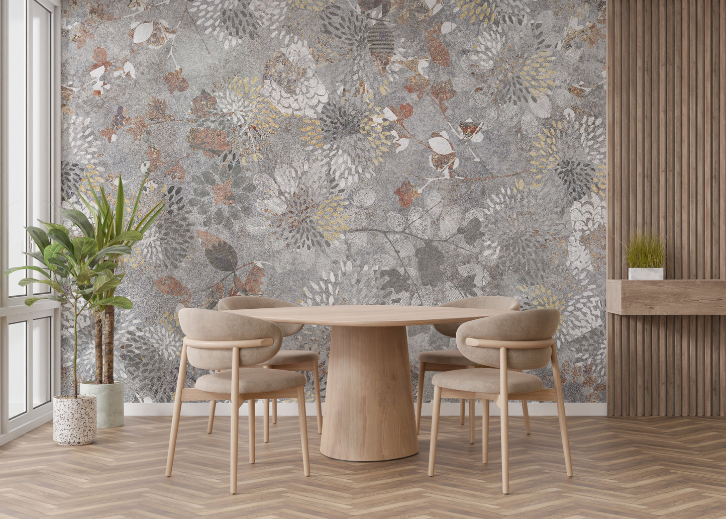 Artistic flower wallpaper mural for elegant living spaces