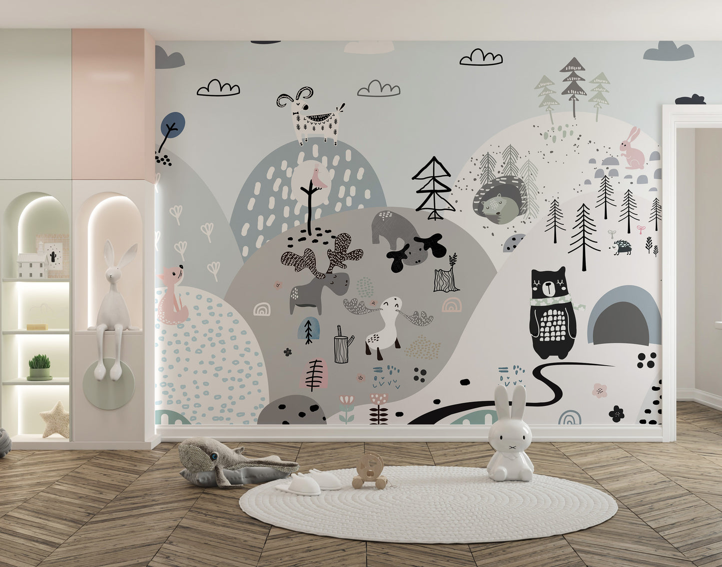 Animals on the Hills Wallpaper Mural - Giffywalls