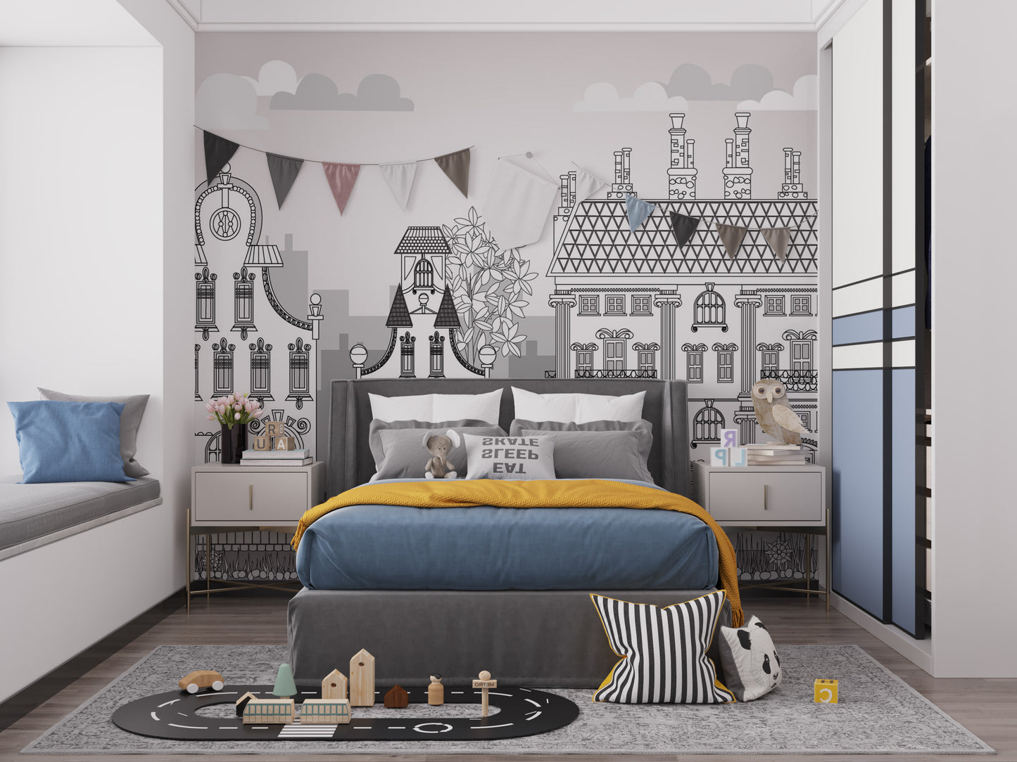 City Town Kids Wallpaper Mural