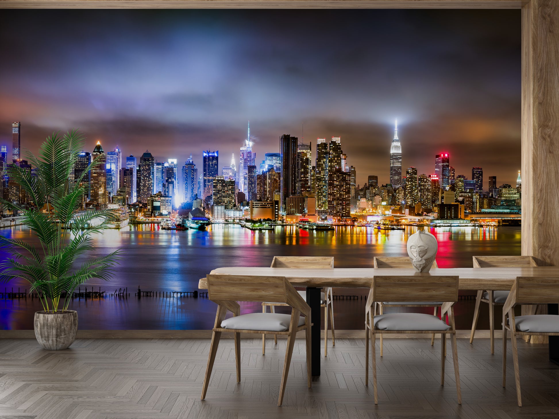 Stylish NYC wallpaper mural for chic living room walls