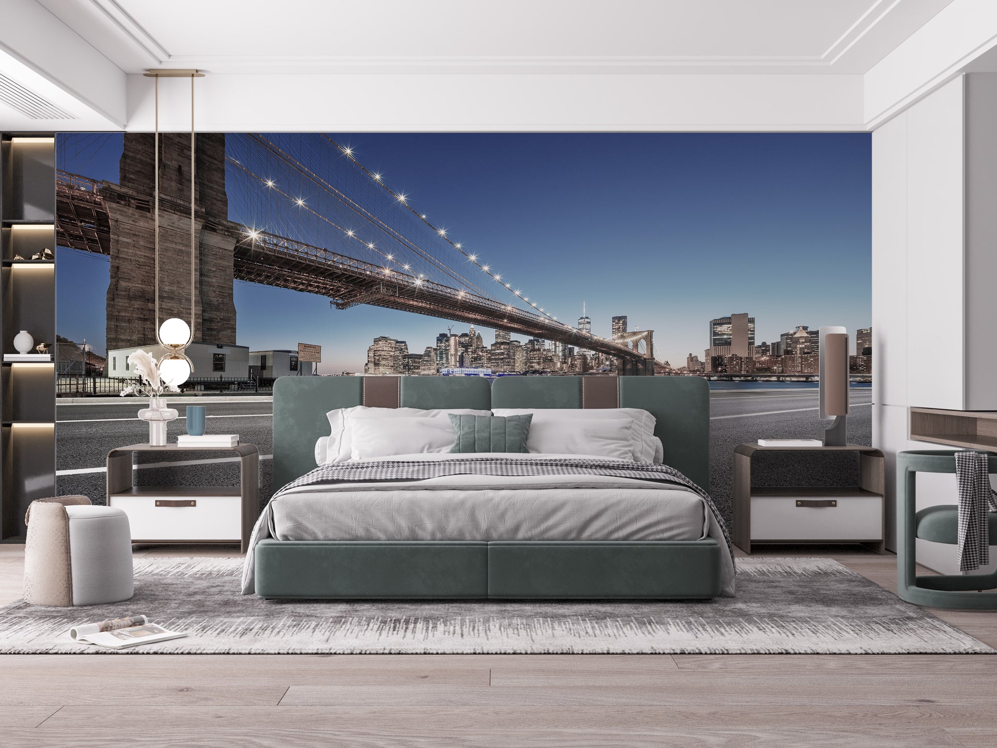 Modern cityscape wallpaper of Manhattan and Brooklyn Bridge