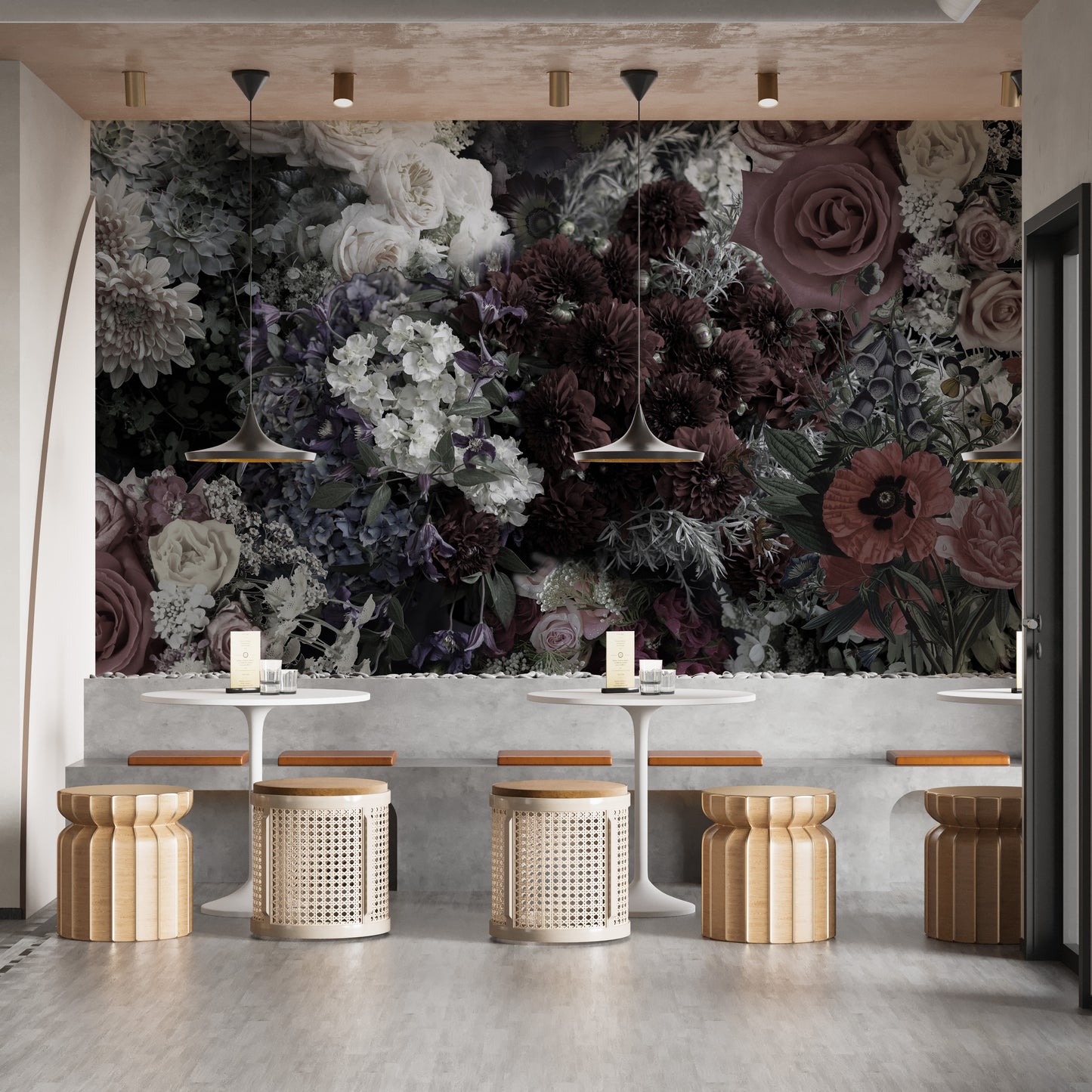 Dark Floral Wallpaper Mural