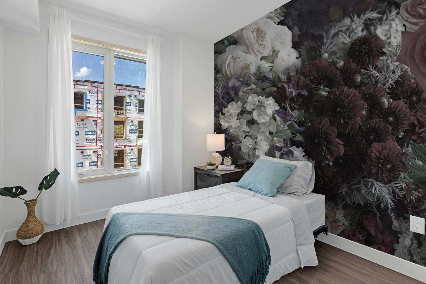 Dark Floral Wallpaper Mural