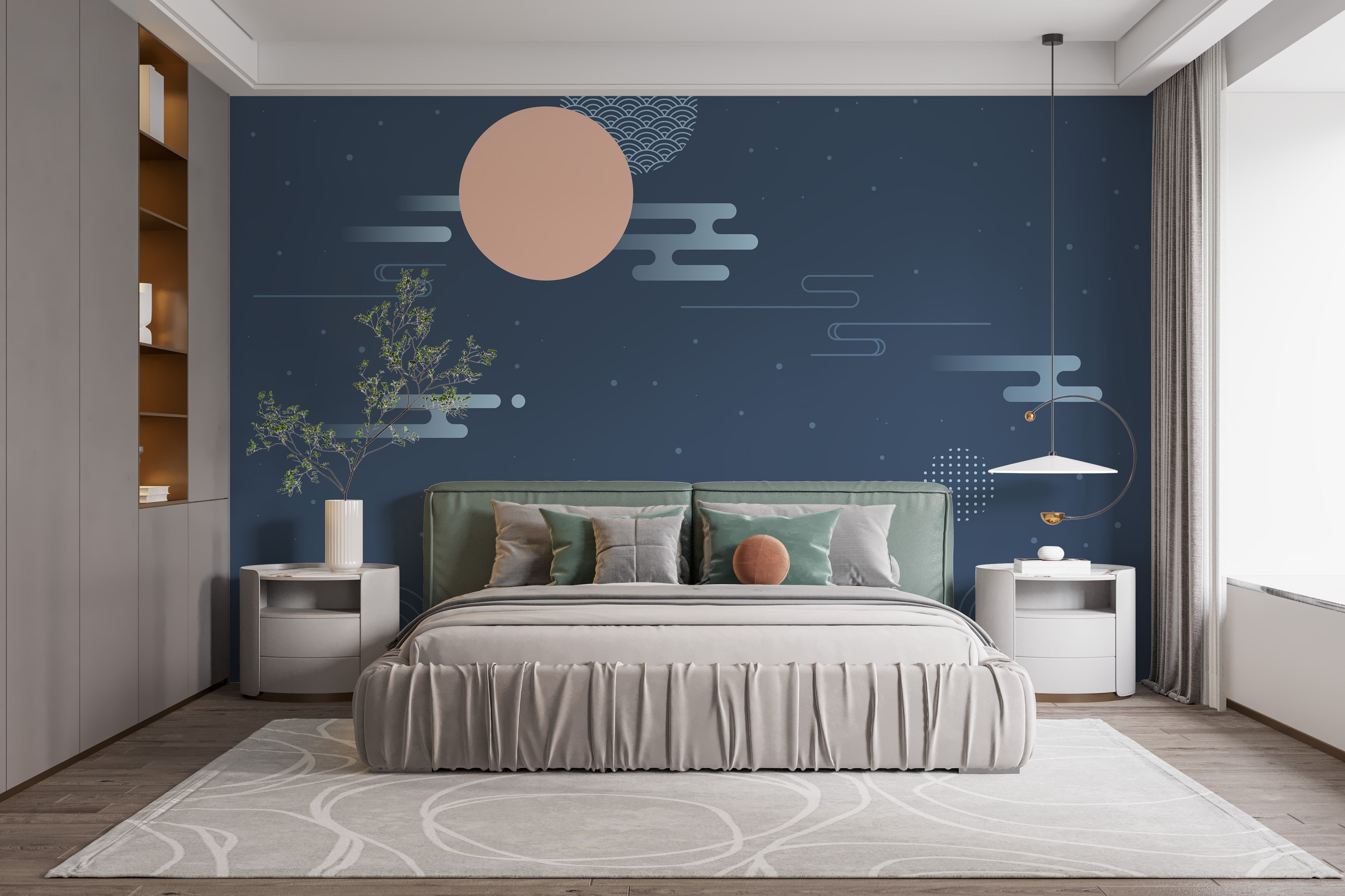 Traditional Korean wallpaper with soft artistic lines.