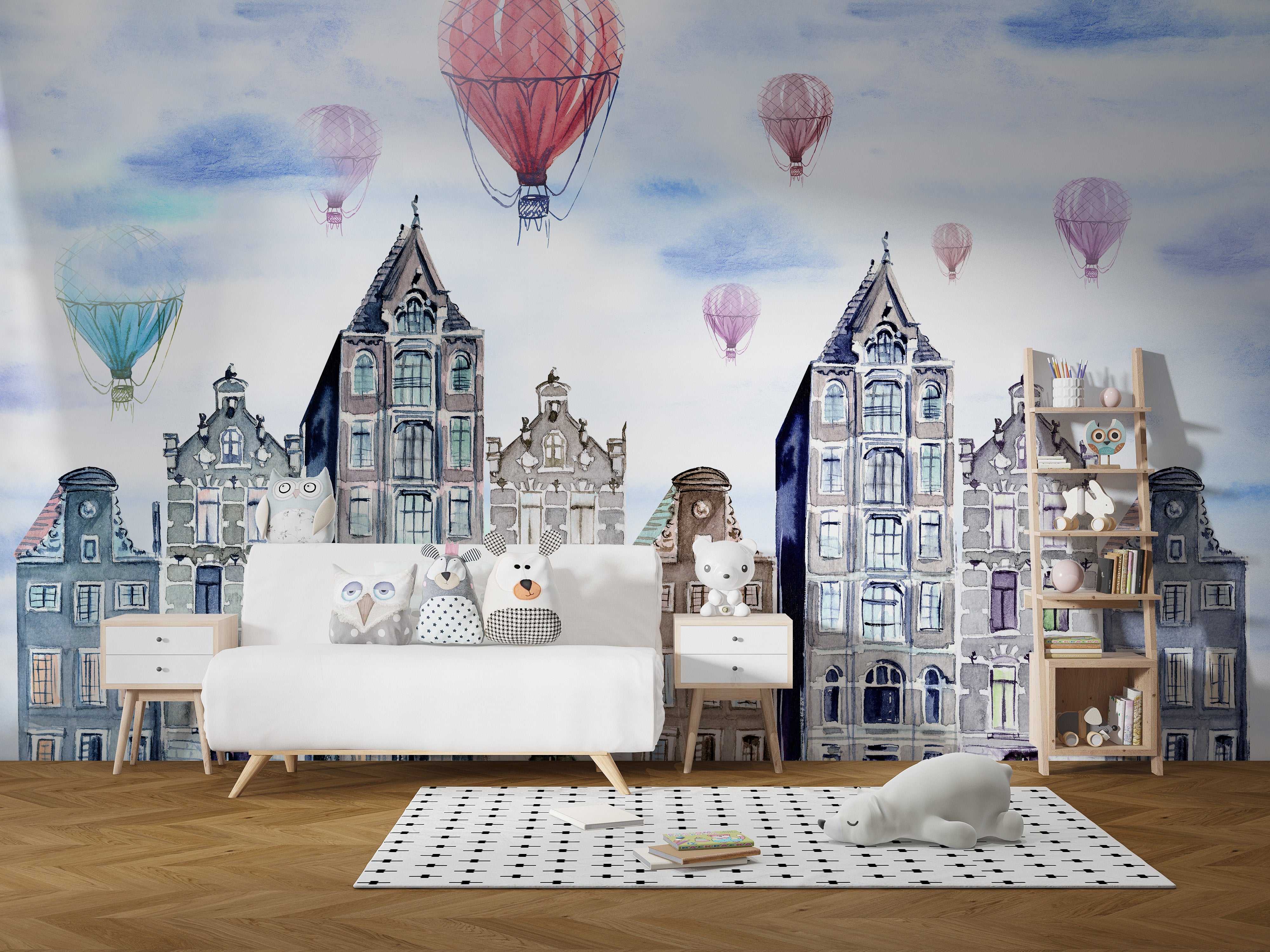 Charming Amsterdam canal houses wallpaper mural design