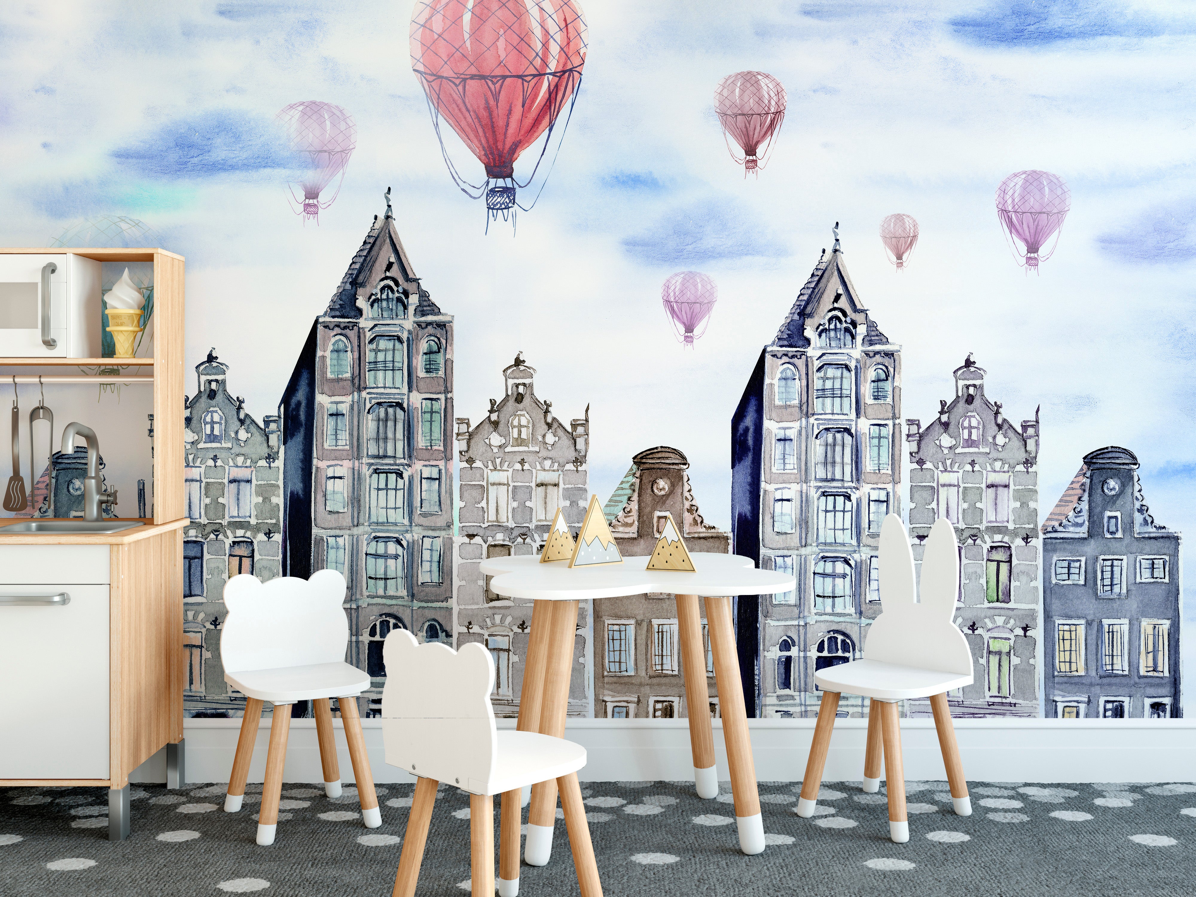 Elegant watercolor Amsterdam wallpaper for modern interiors