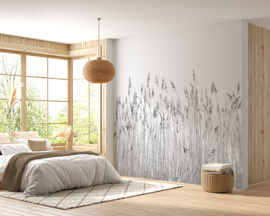 Gray Canebrake Wallpaper with natural reed patterns