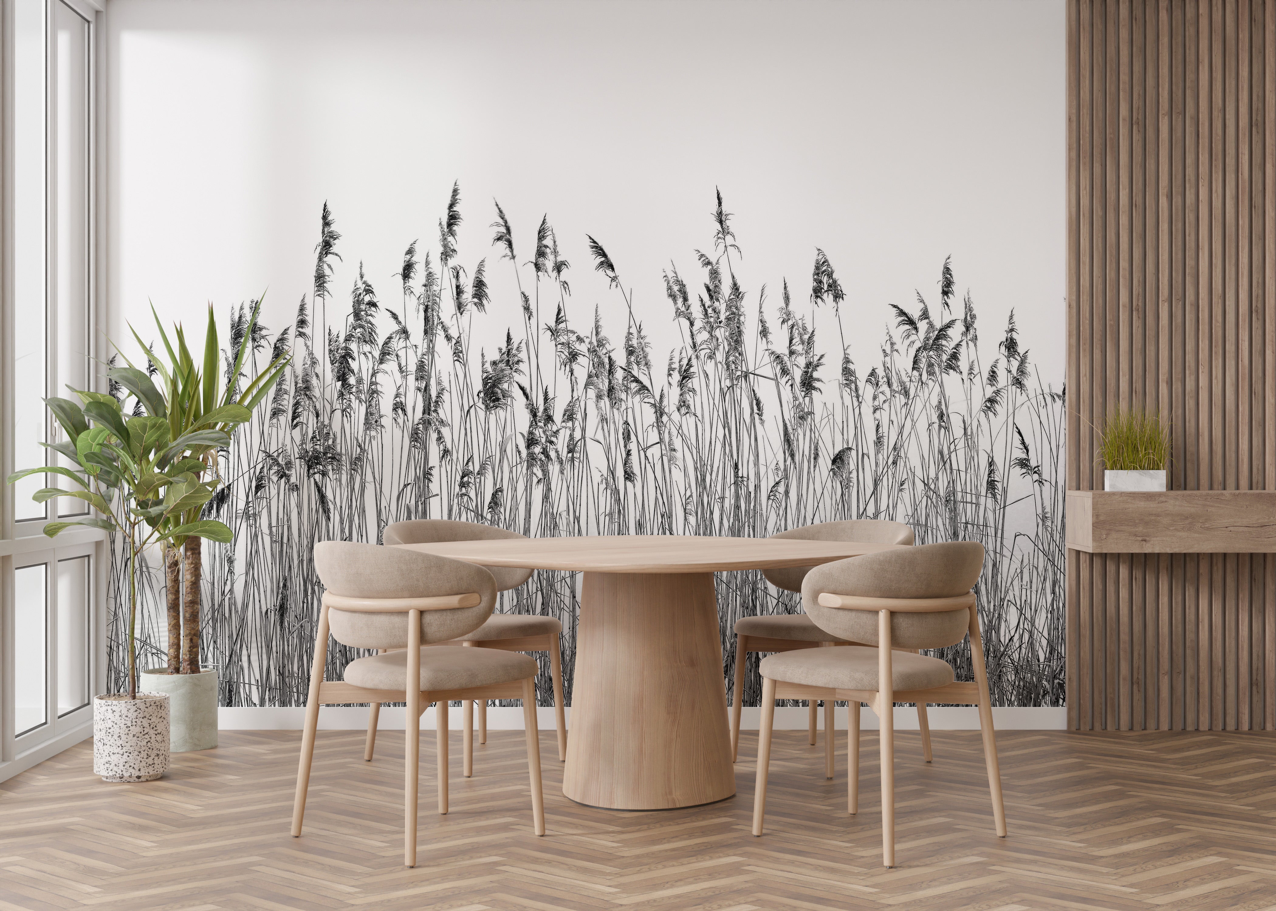 Versatile black and white canebrake wallpaper for all spaces