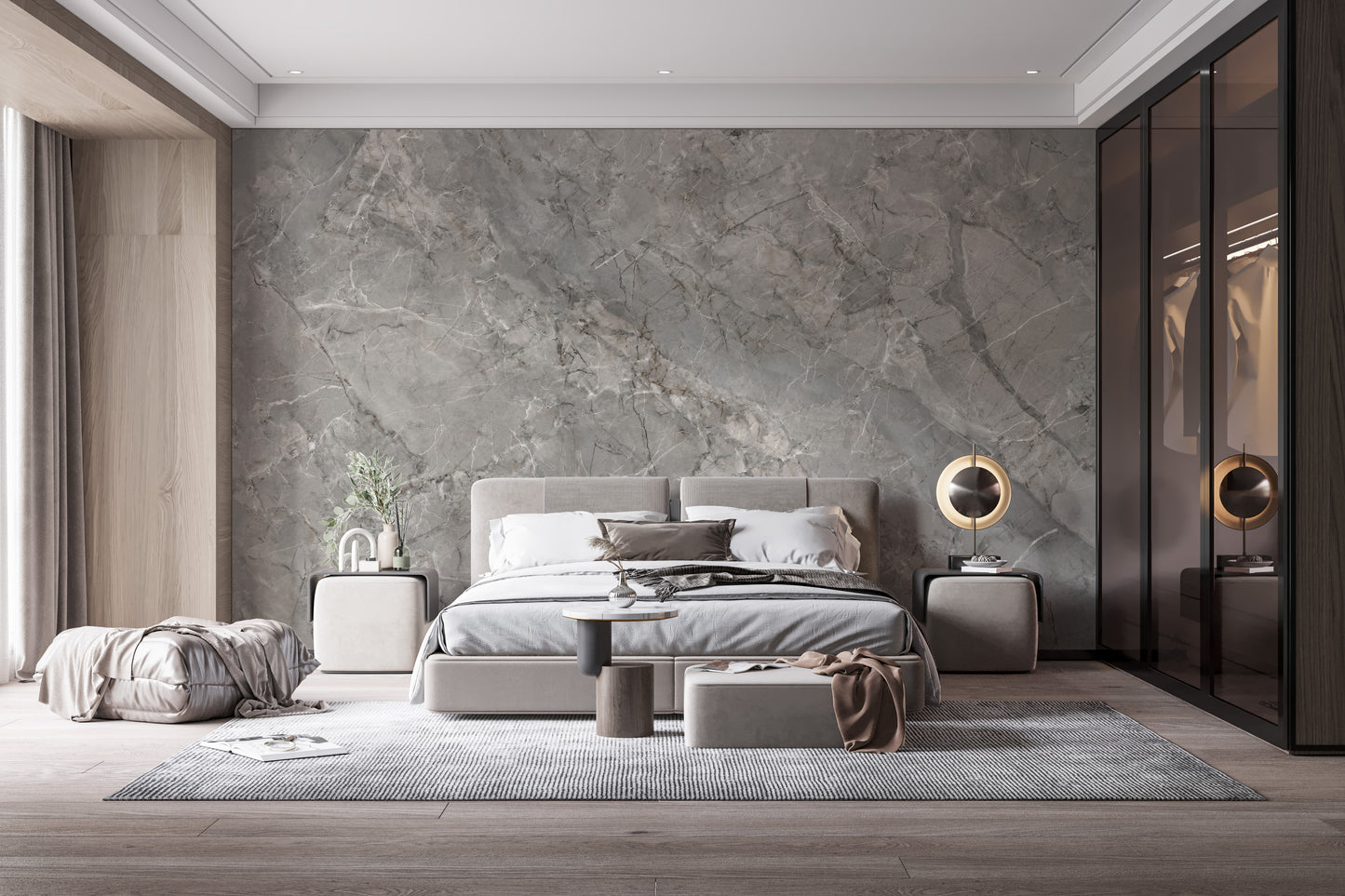 Refined grey marble wallpaper