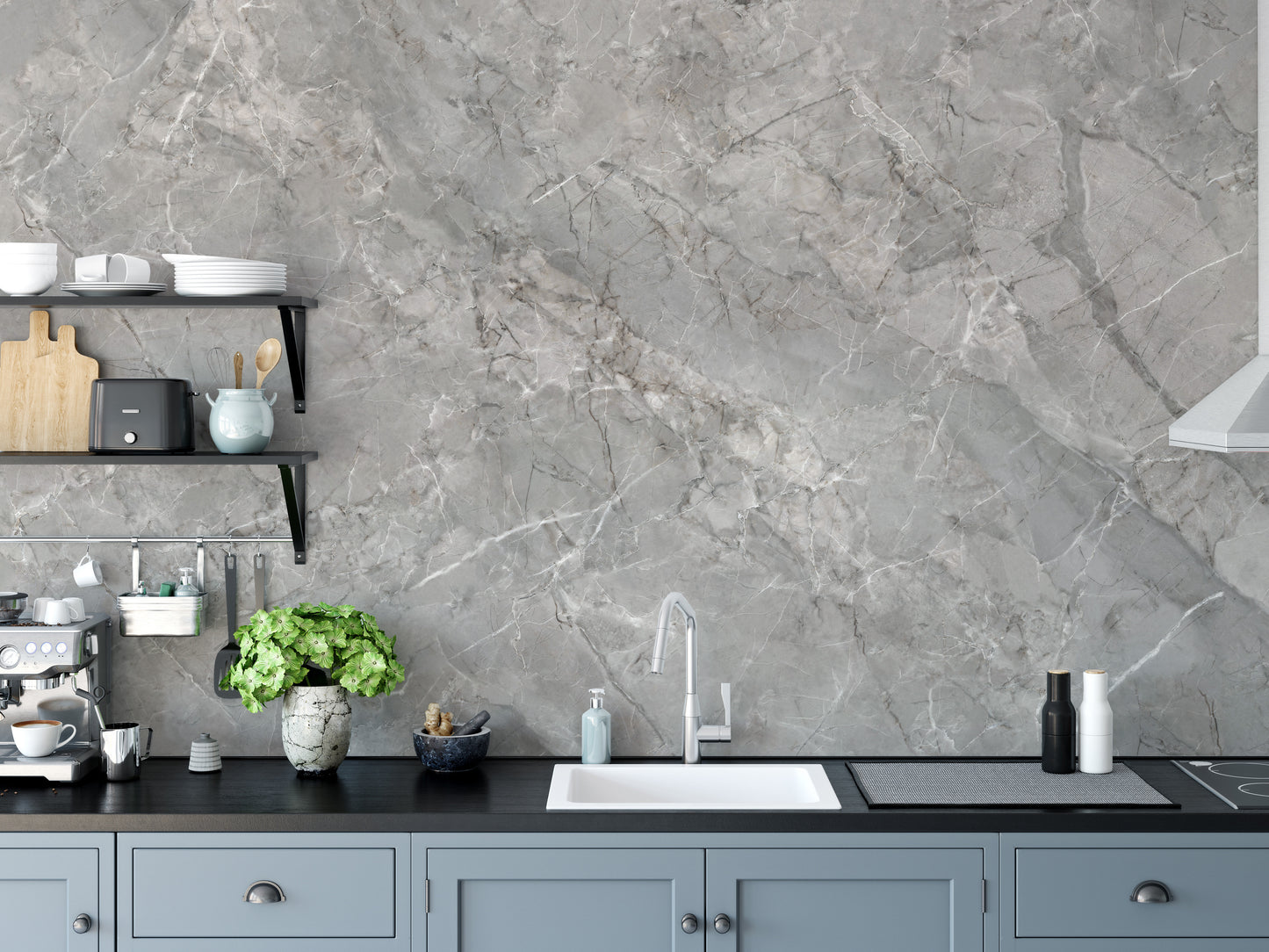 Luxurious grey marble wallpaper mural design