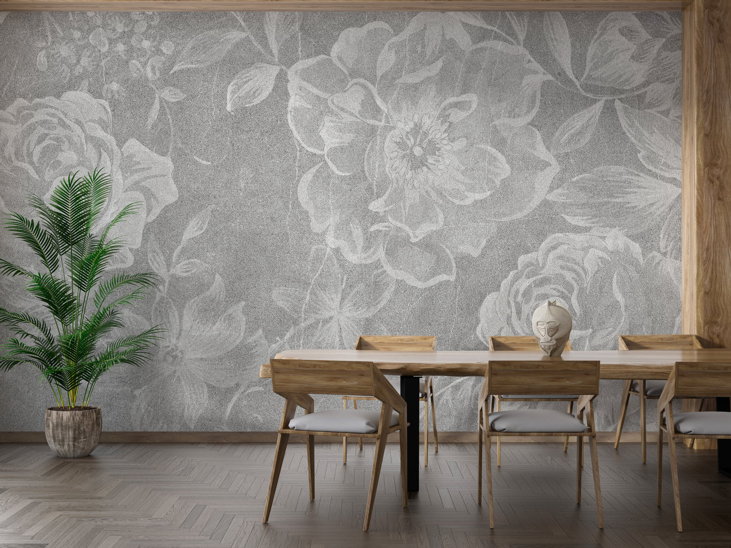 Flowers with old white Wall wallpaper