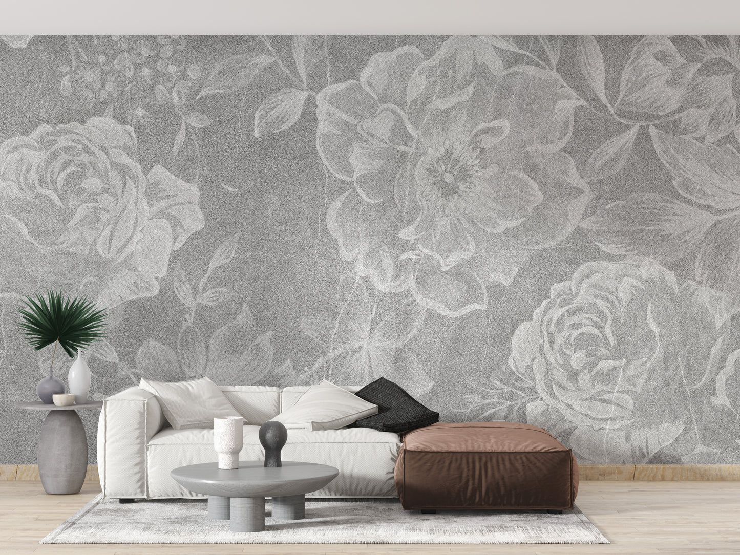 Flowers with old white Wall wallpaper