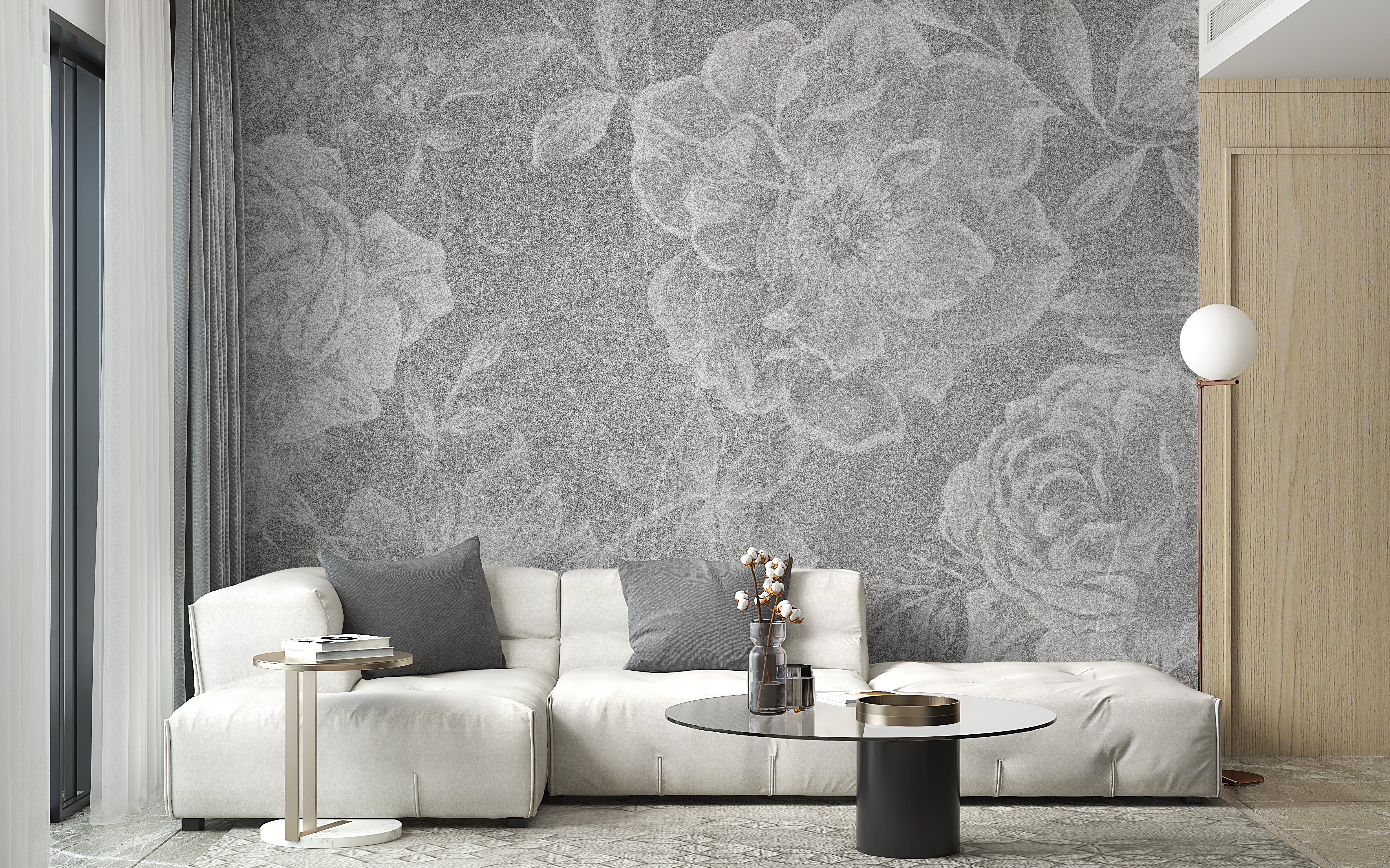 Sophisticated floral mural for serene walls