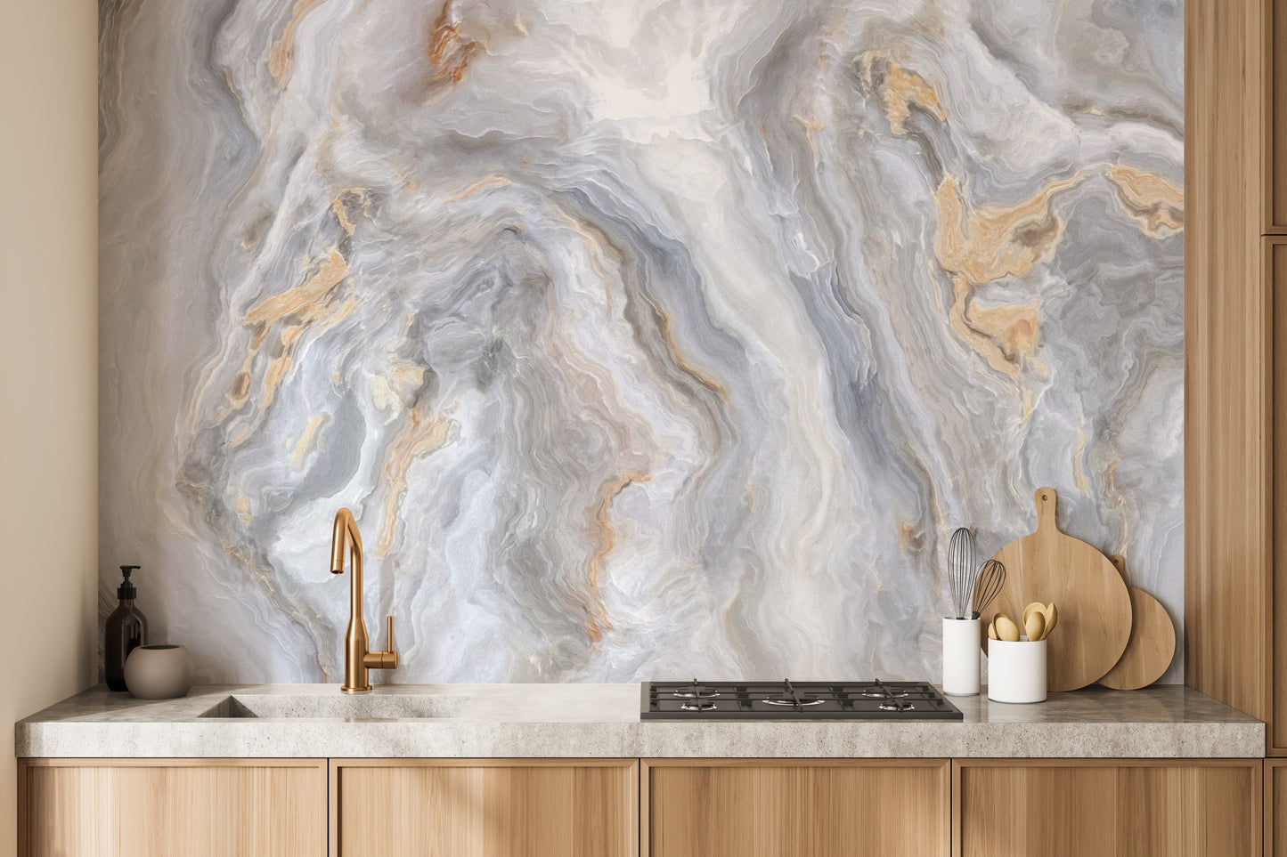 Grey Curly Marble Wallpaper Murals