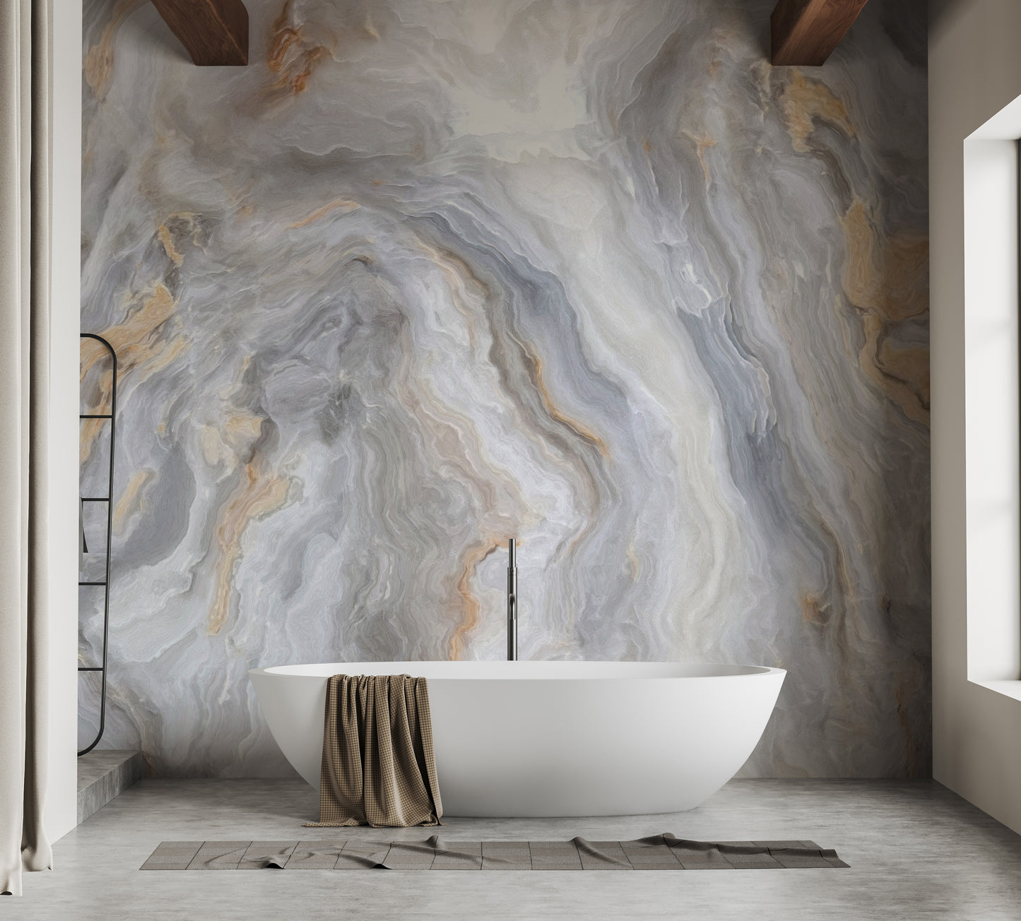 Grey Curly Marble Wallpaper Murals