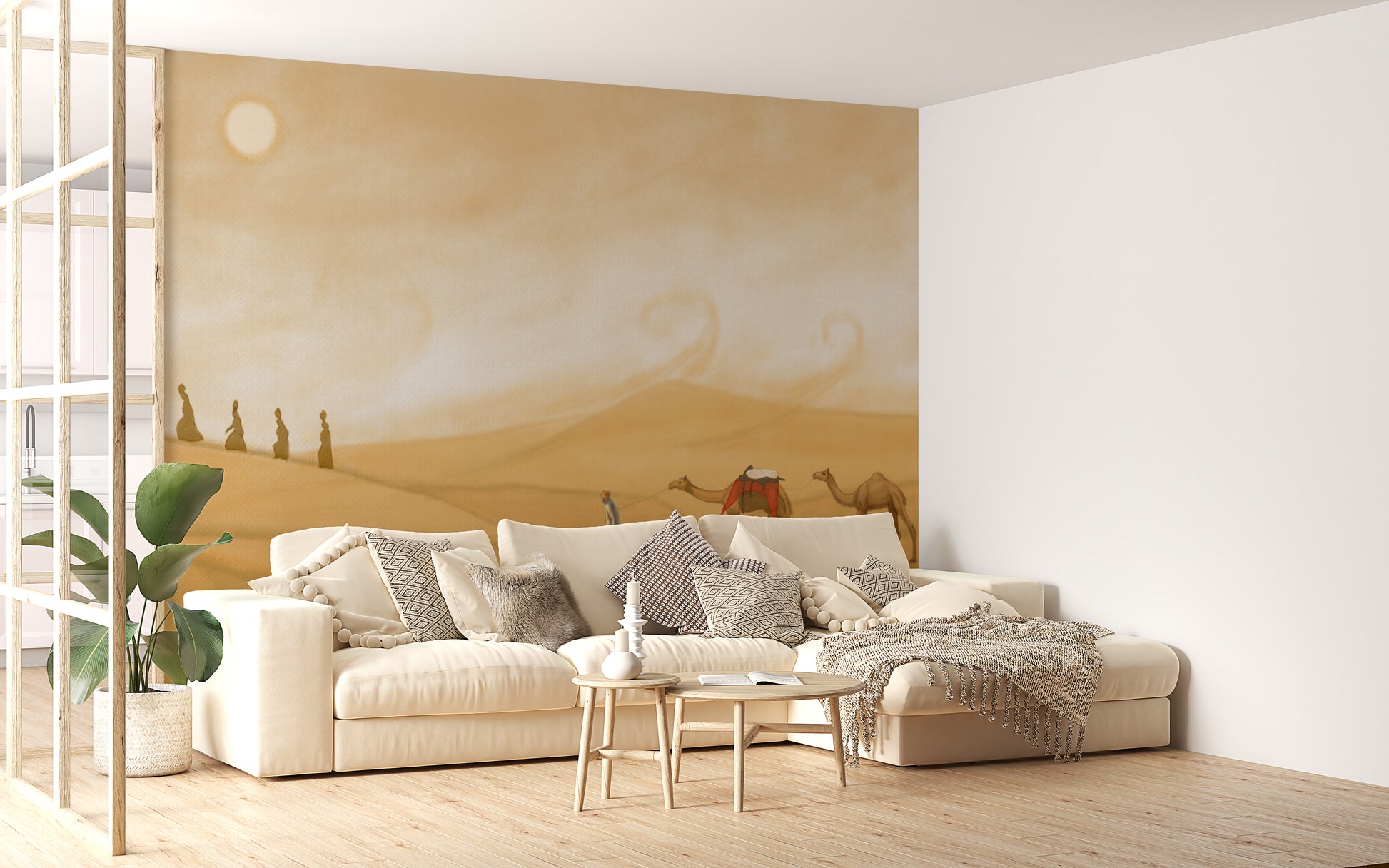 desert mural with camels