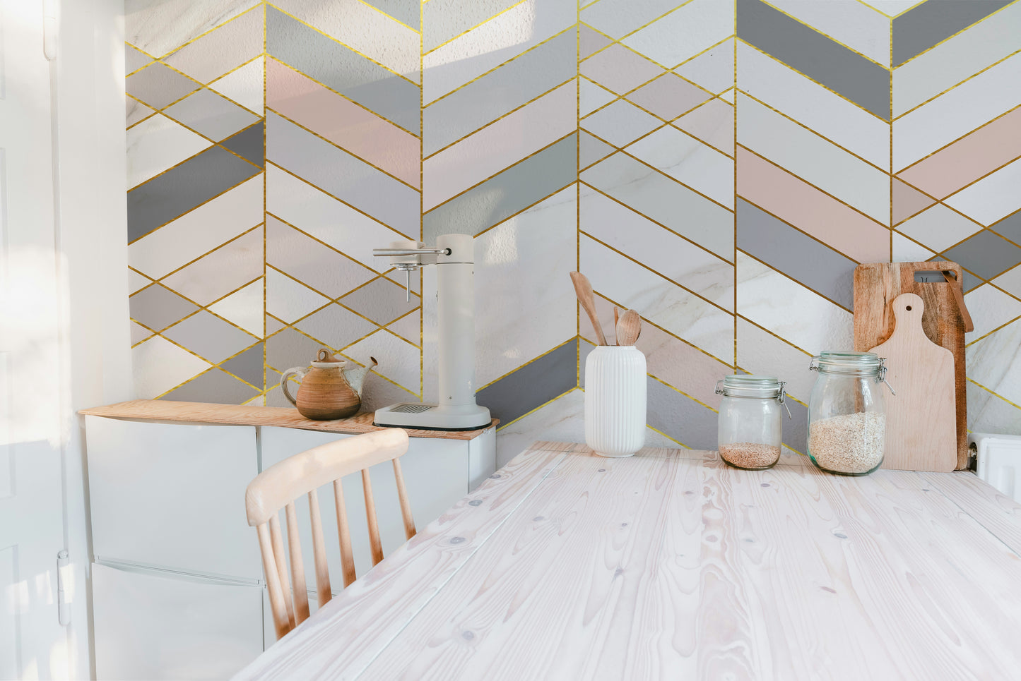 Geometric Shape Golden Effect Marble wallpaper murals