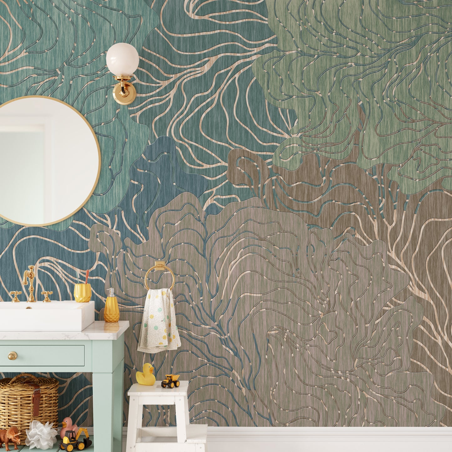 Abstract Wavy Pattern Wallpaper Mural