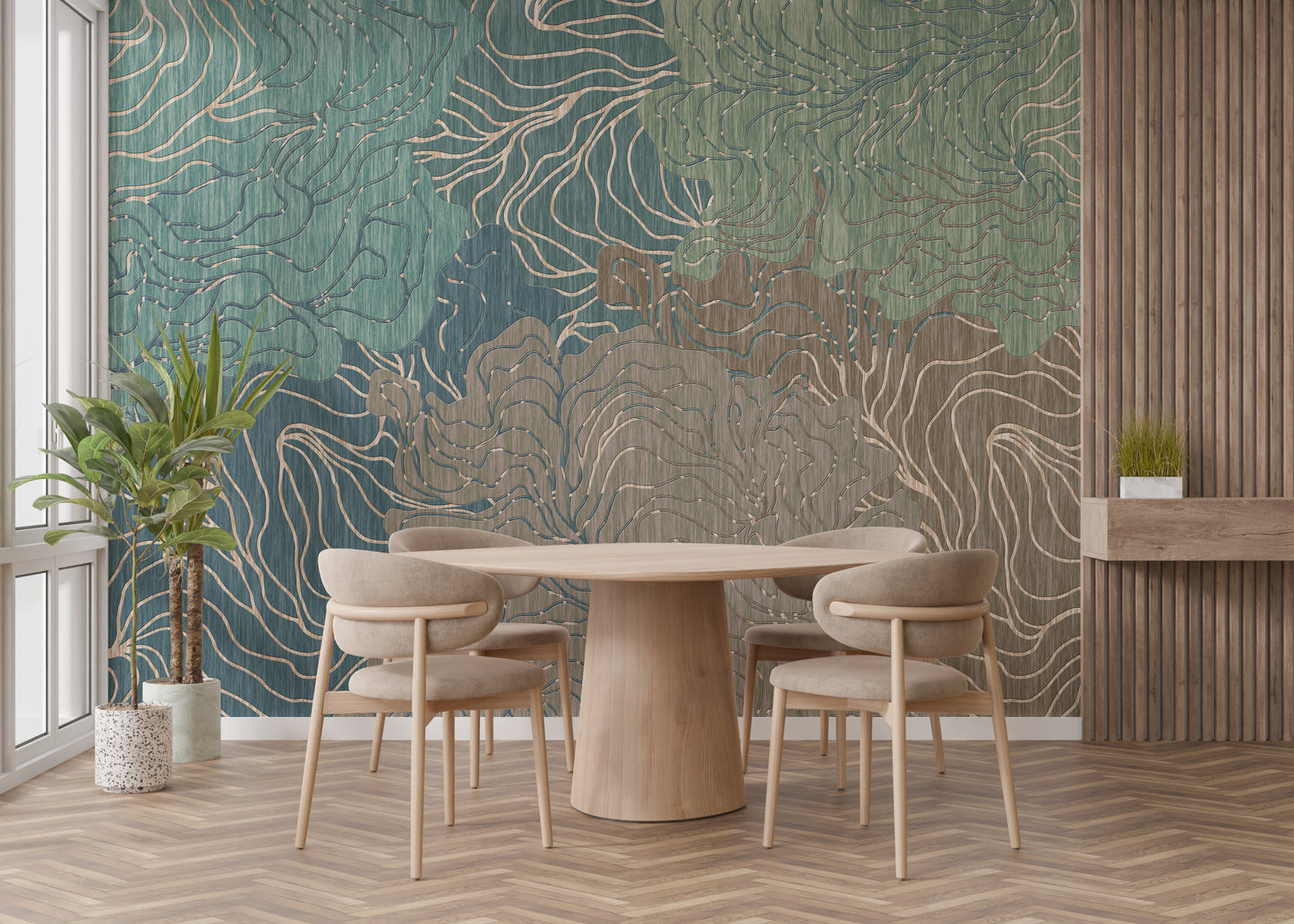 Abstract Wavy Pattern Wallpaper Mural