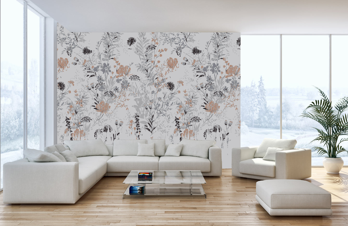 Retro Style Leaf Wallpaper Mural