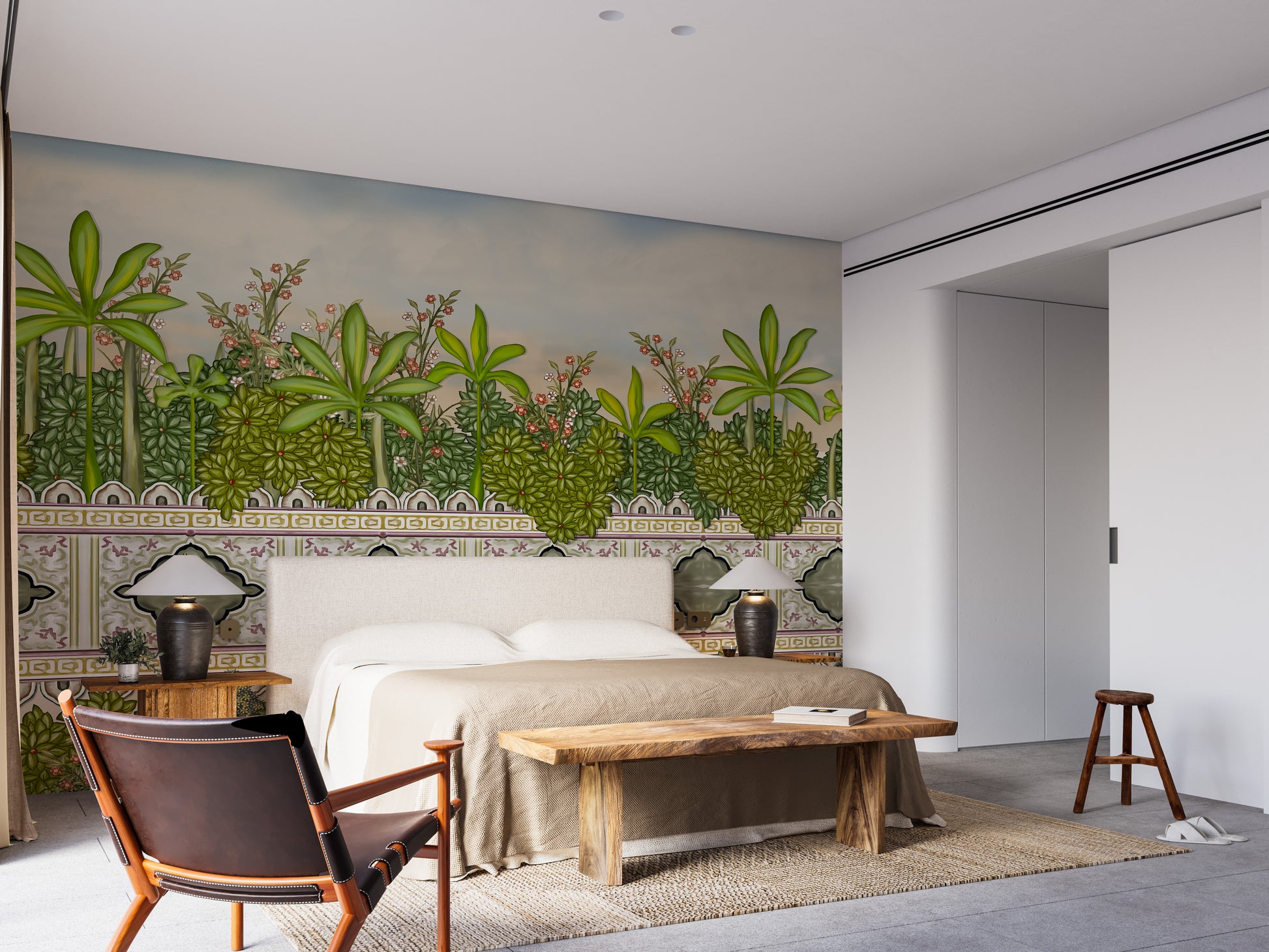 tropical garden mural design