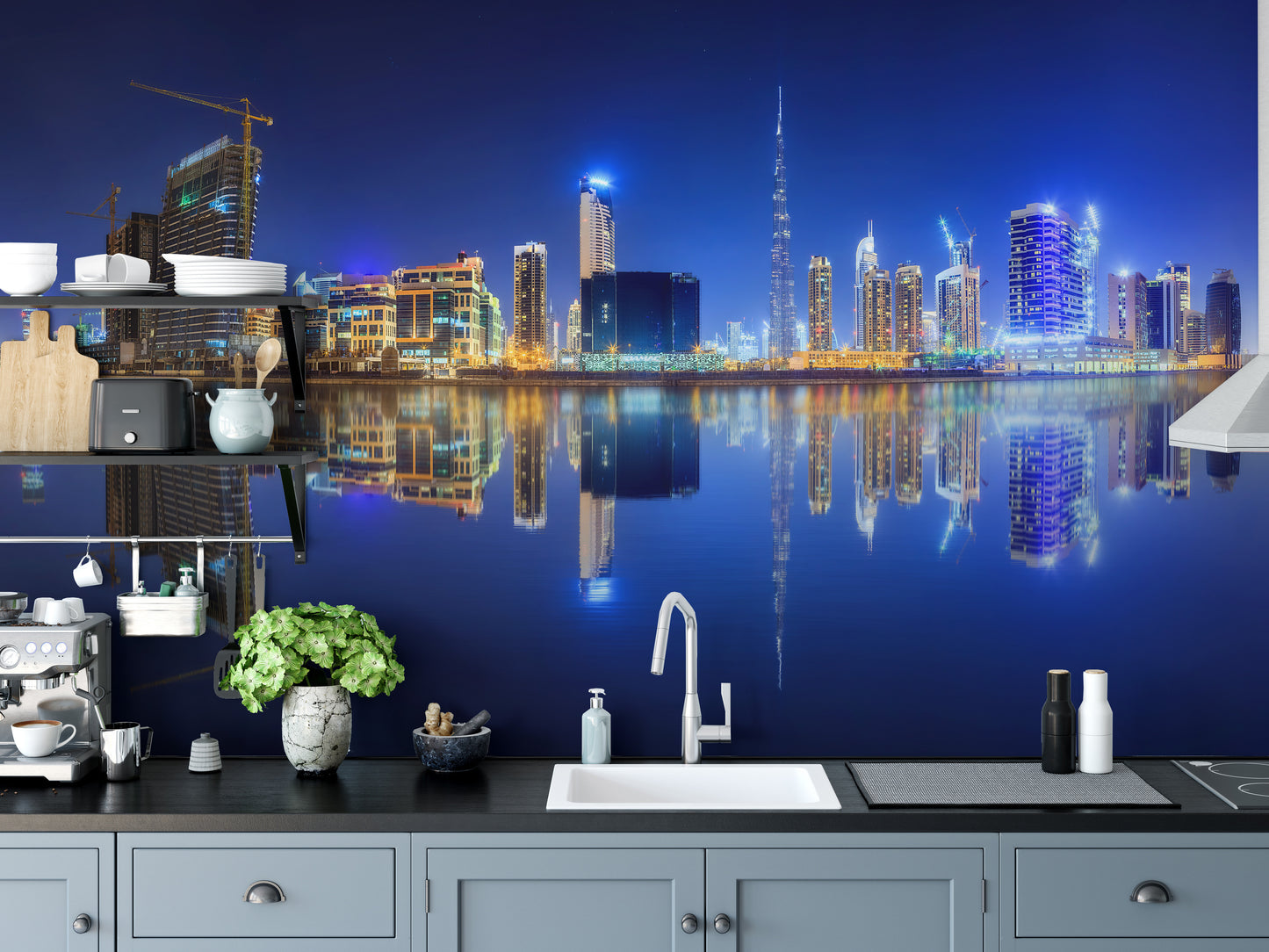 Panoramic Dubai in Night Wallpaper Murals - Giffywalls