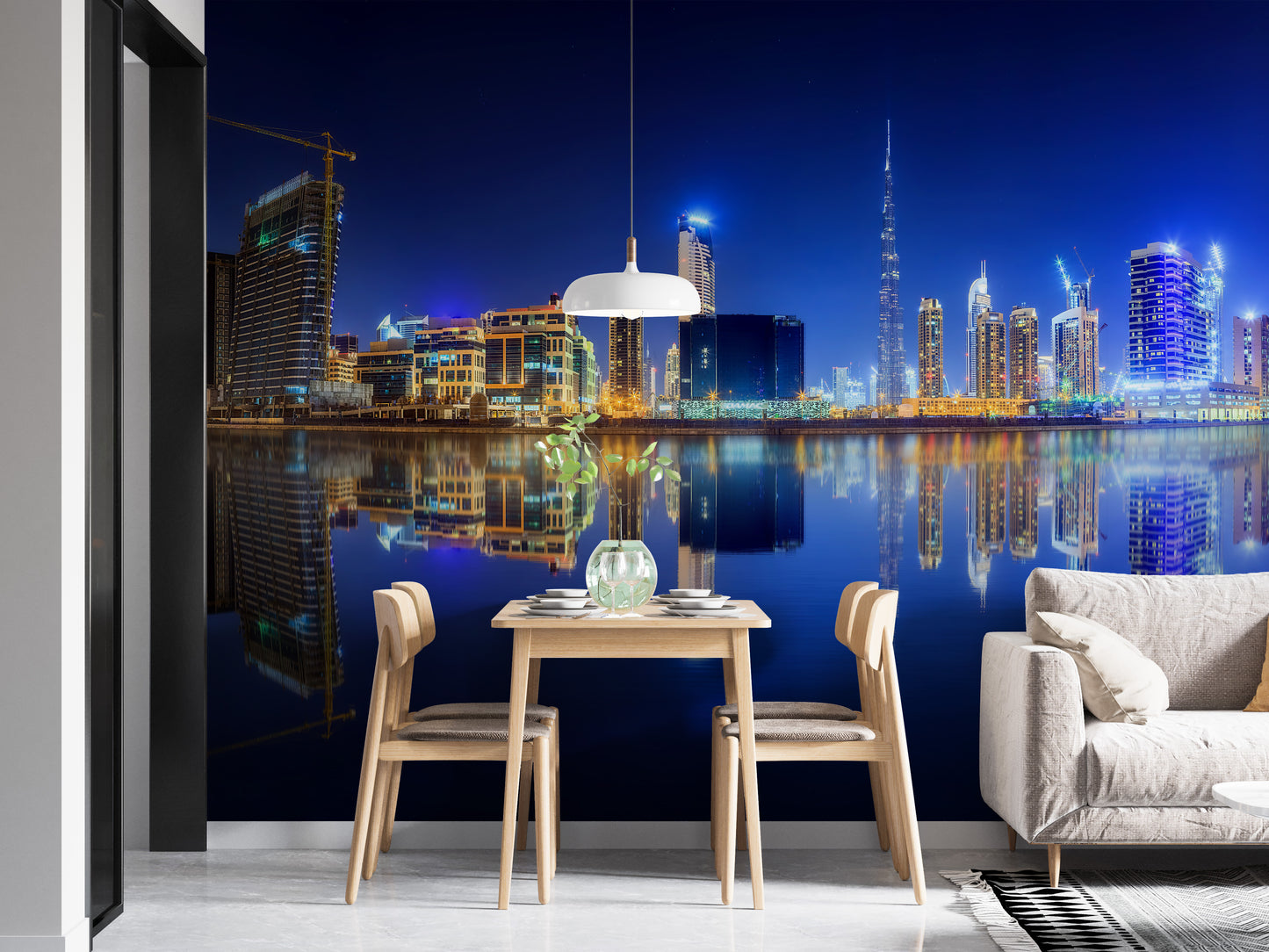 Panoramic Dubai in Night Wallpaper Murals - Giffywalls