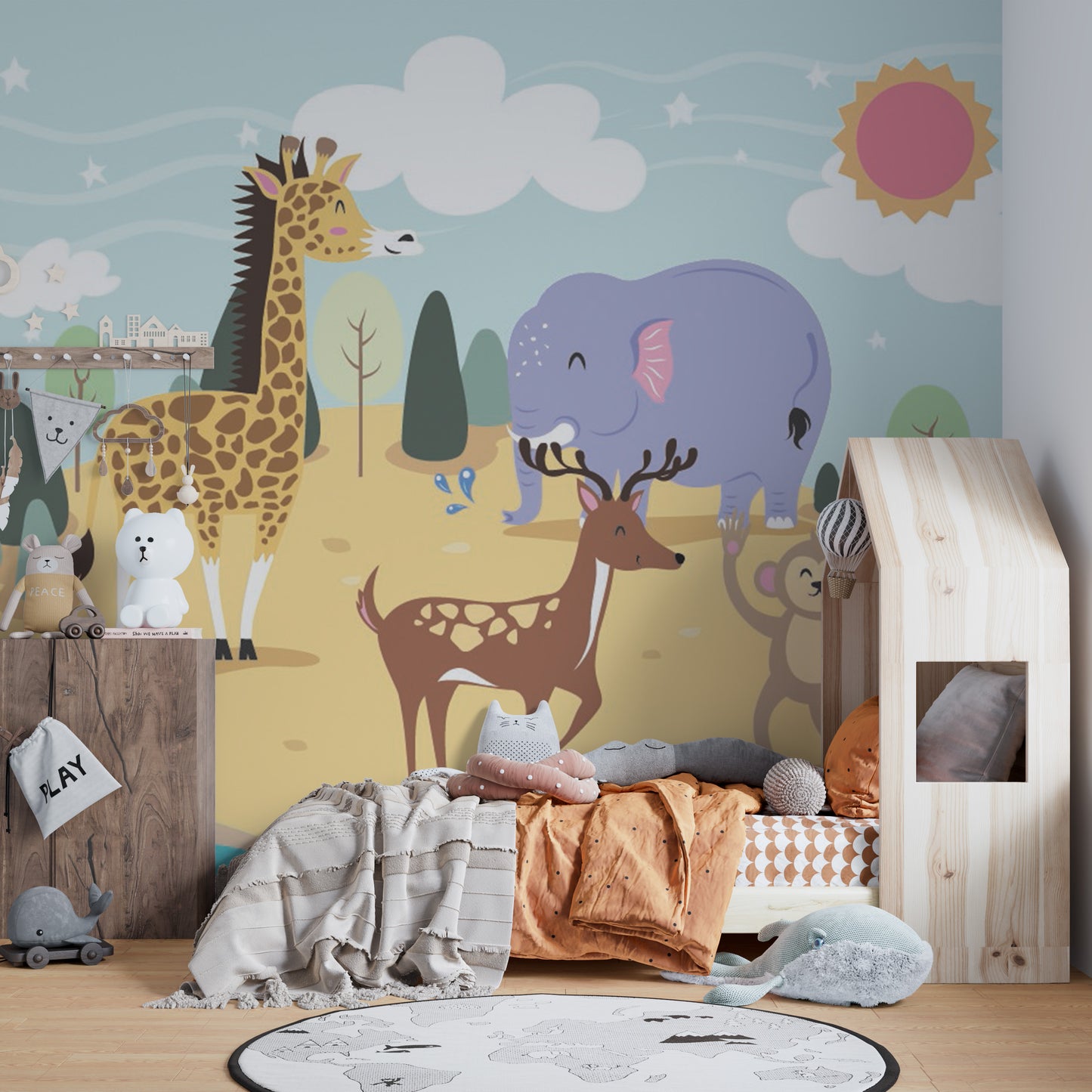 Animal on Island Wallpaper Mural