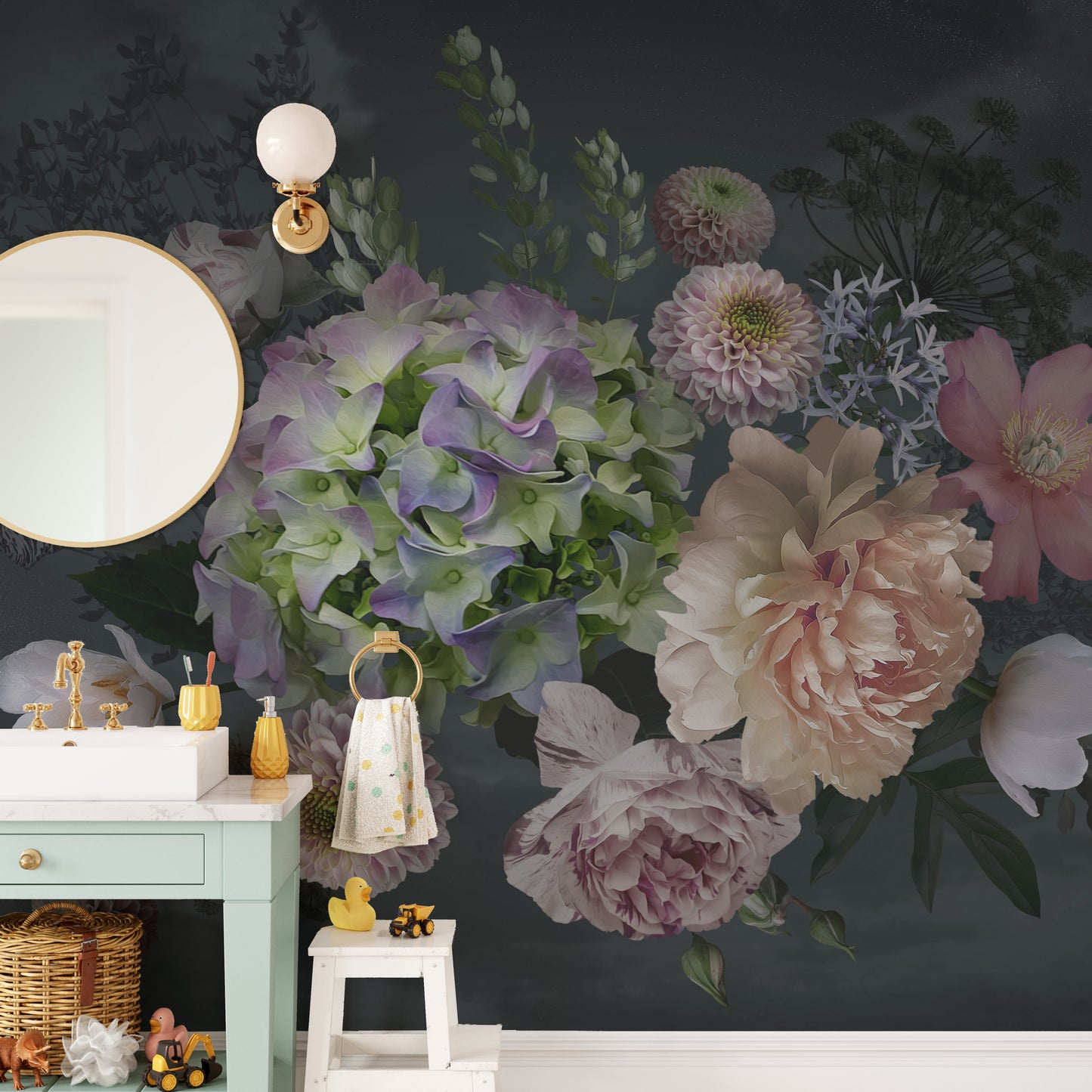 Timeless peony blooms in stunning wallpaper