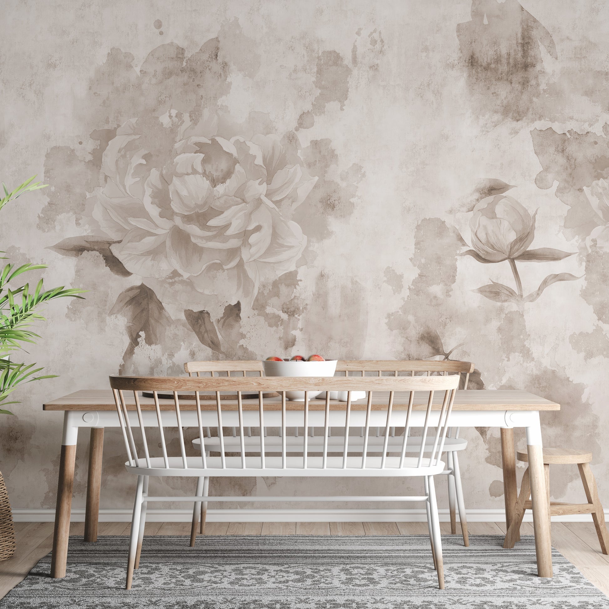 Timeless sepia peony flower wallpaper