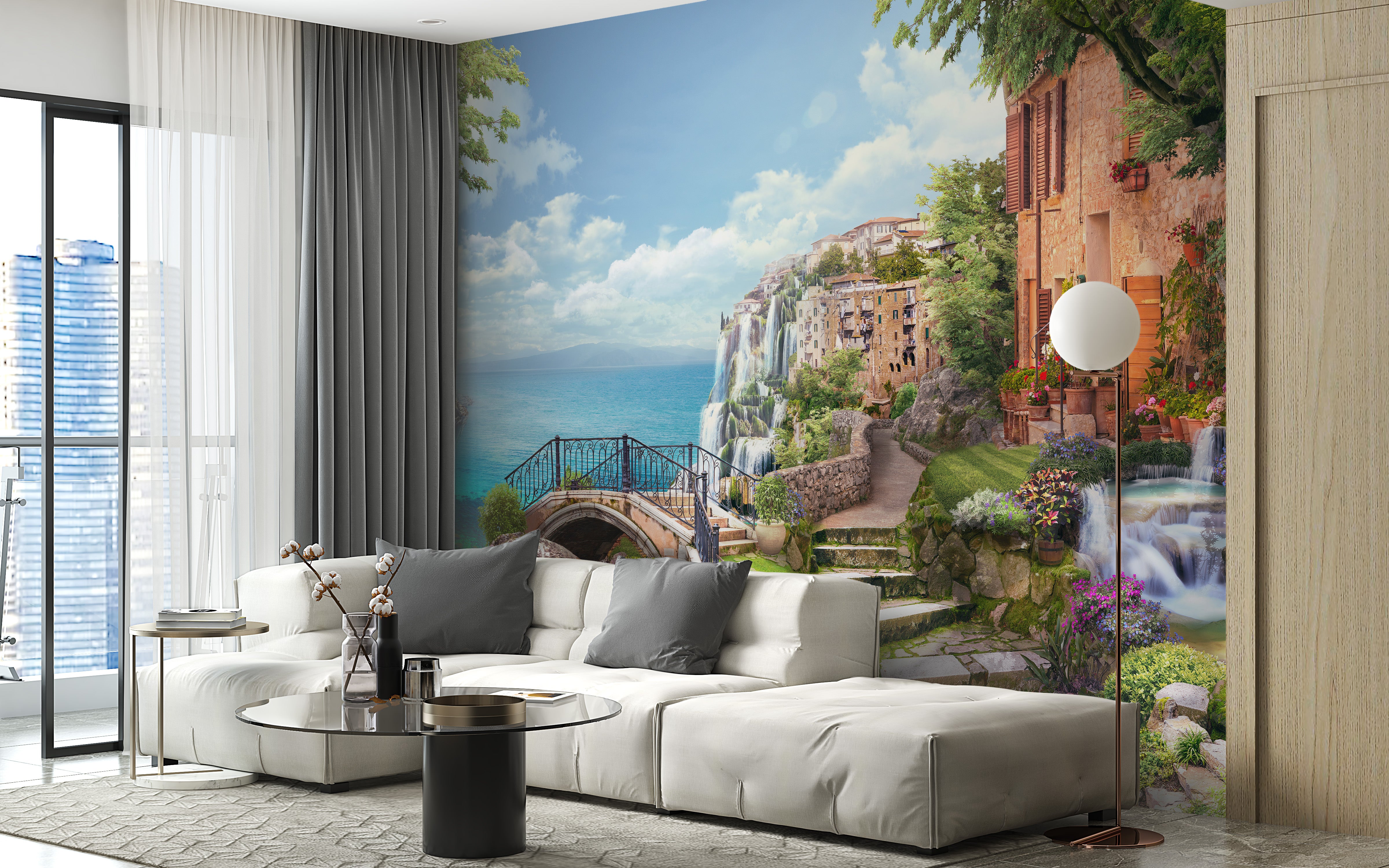 Rustic charm Italian landscape wallpaper