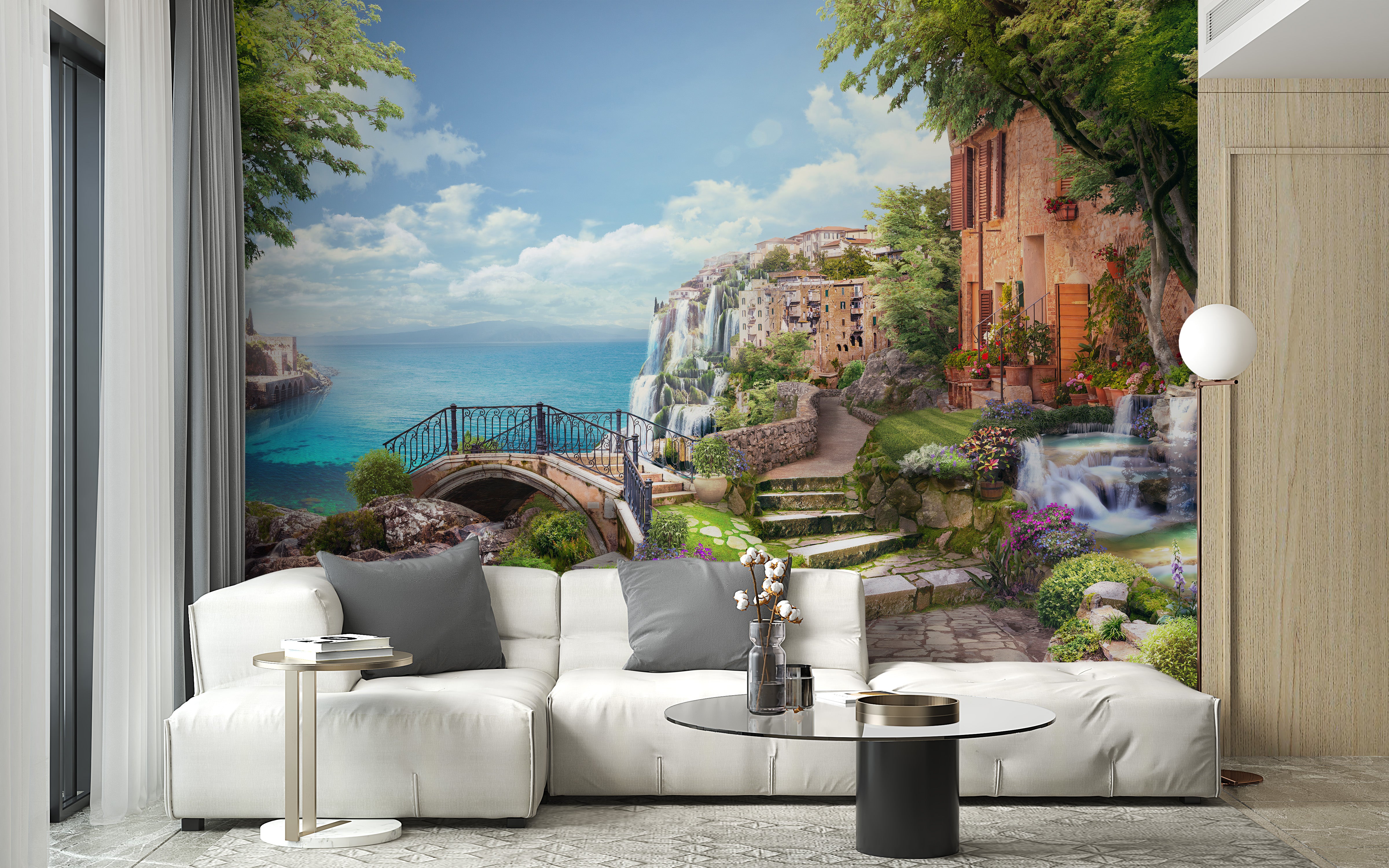 Mediterranean vibe mural for elegance