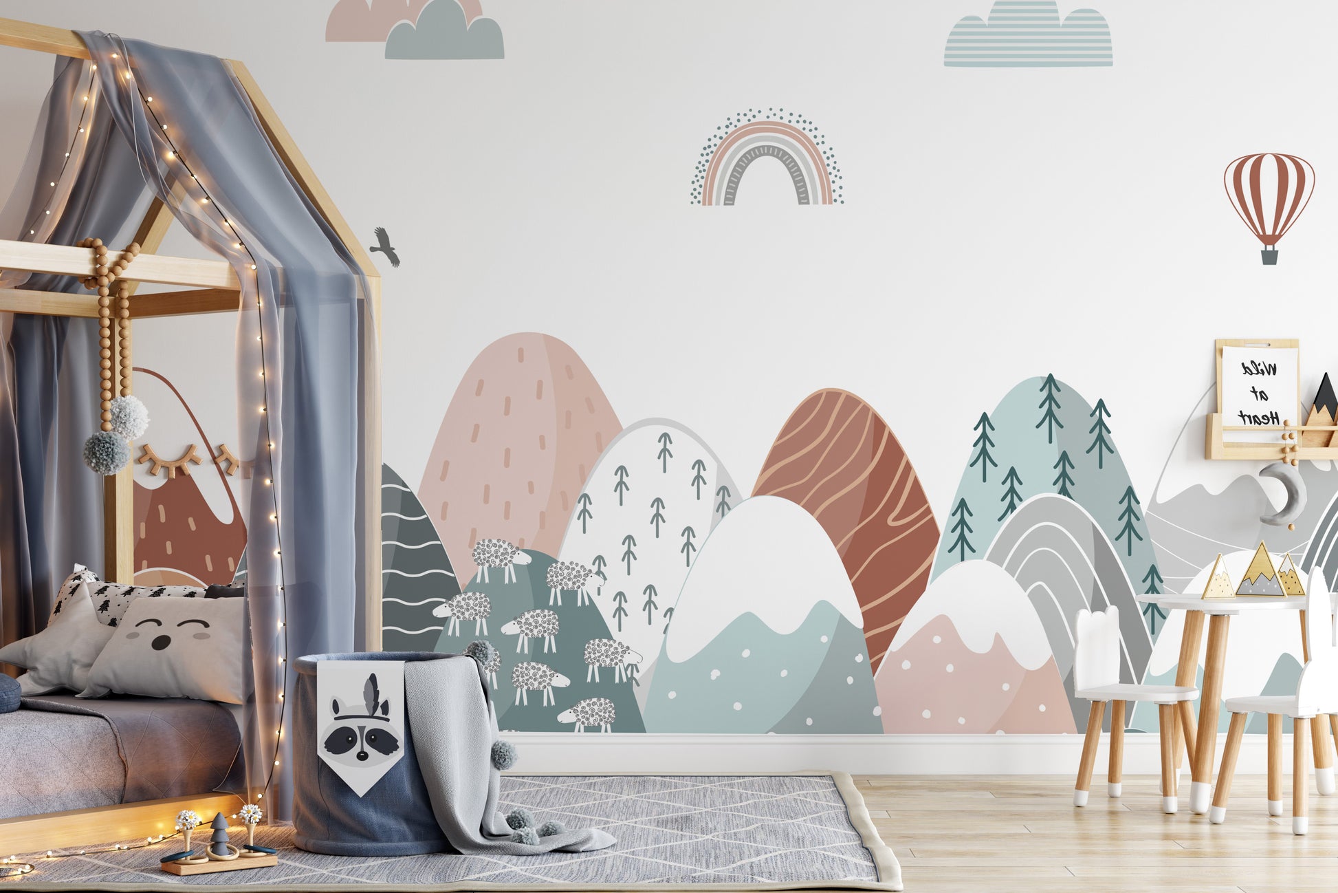 Abstract mountain peaks wallpaper for kids