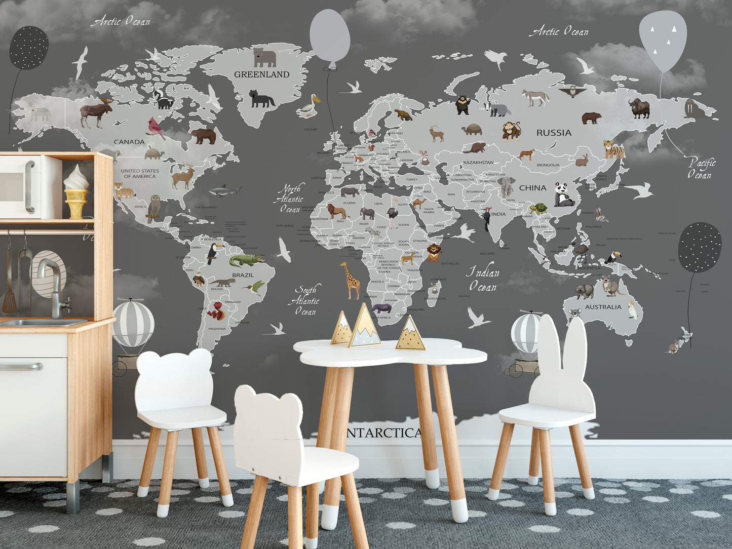 World Map Kids Room Wallpaper