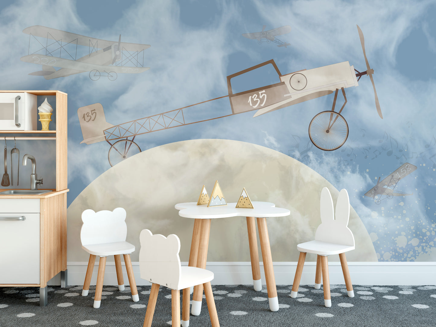 Planes on the Moon Wallpaper Murals